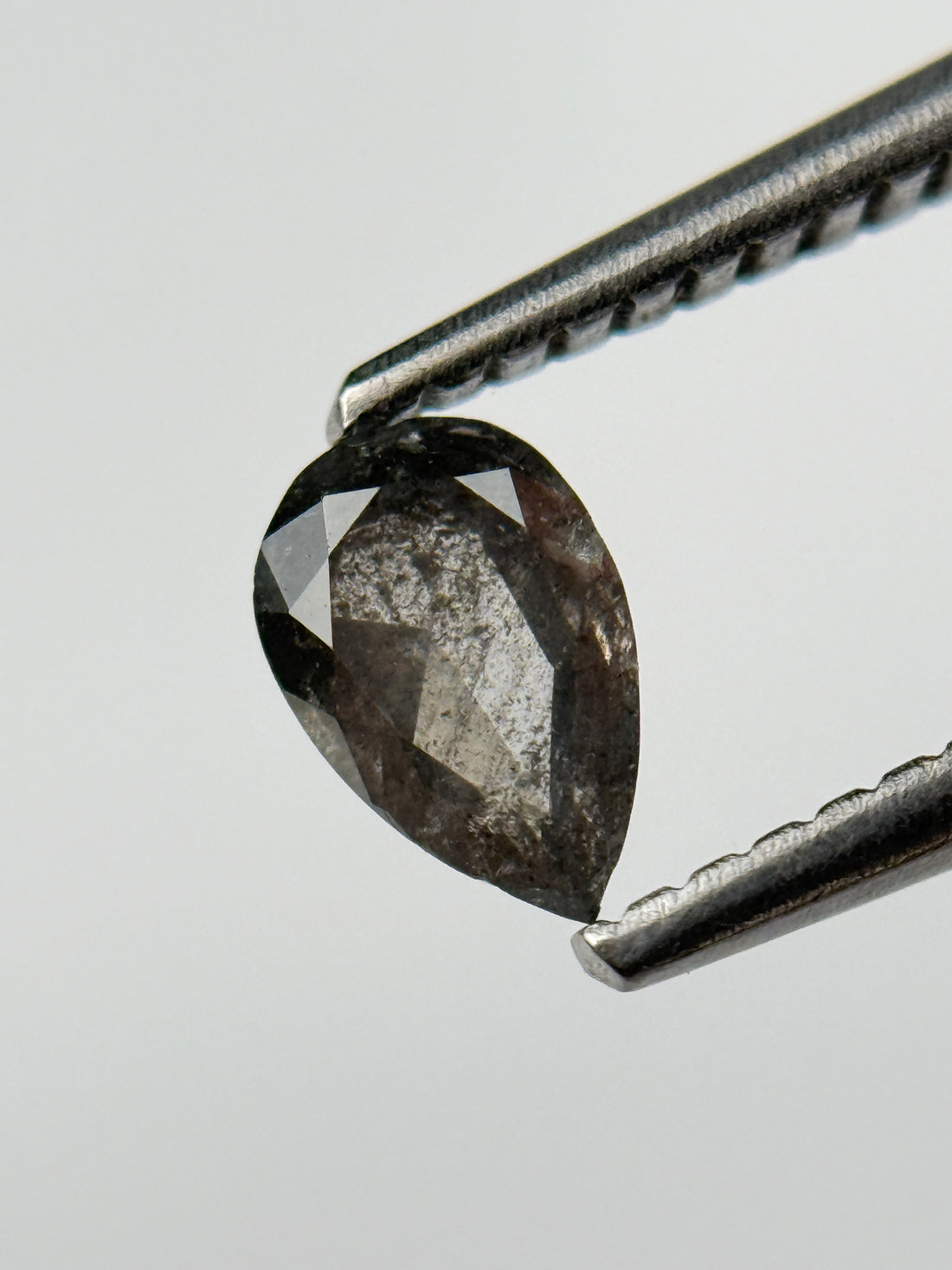 0.41 Ct Pear Rose Cut Grey Natural Salt and Pepper Diamond