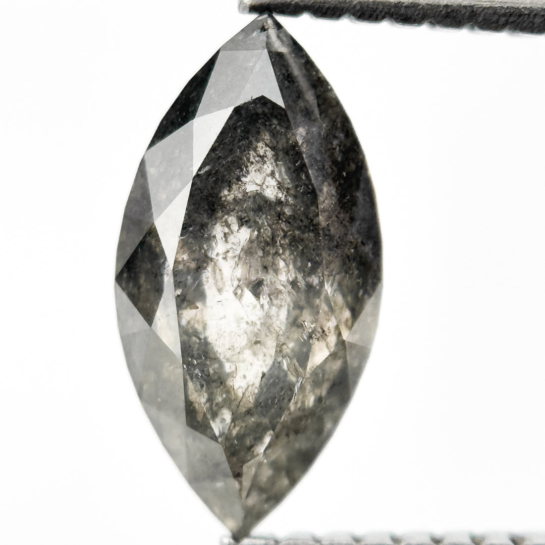 1.51 Ct Marquise Rose Cut Grey Natural Salt and Pepper Diamond
