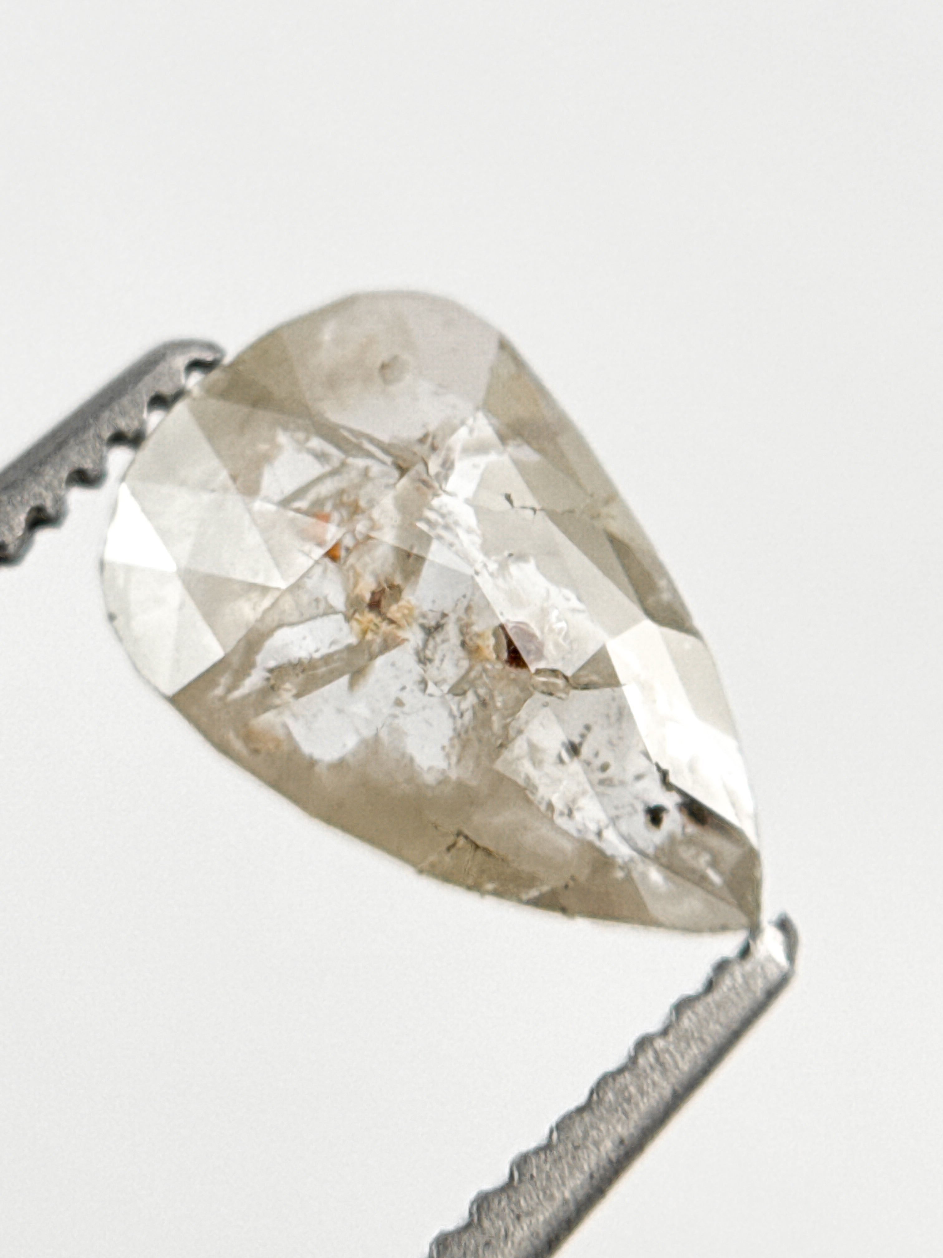 0.90 Ct Pear Rose Cut Grey Natural Fancy Diamond