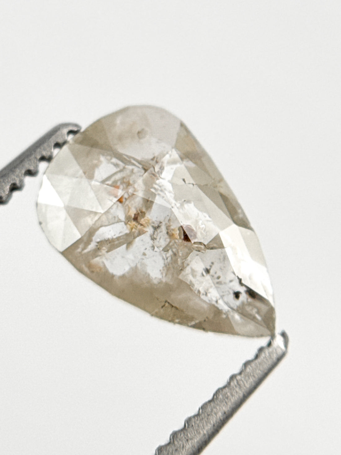 0.90 Ct Pear Rose Cut Grey Natural Fancy Diamond