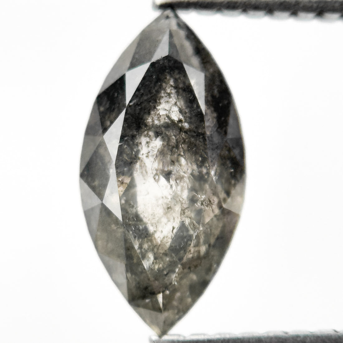 1.51 Ct Marquise Rose Cut Grey Natural Salt and Pepper Diamond