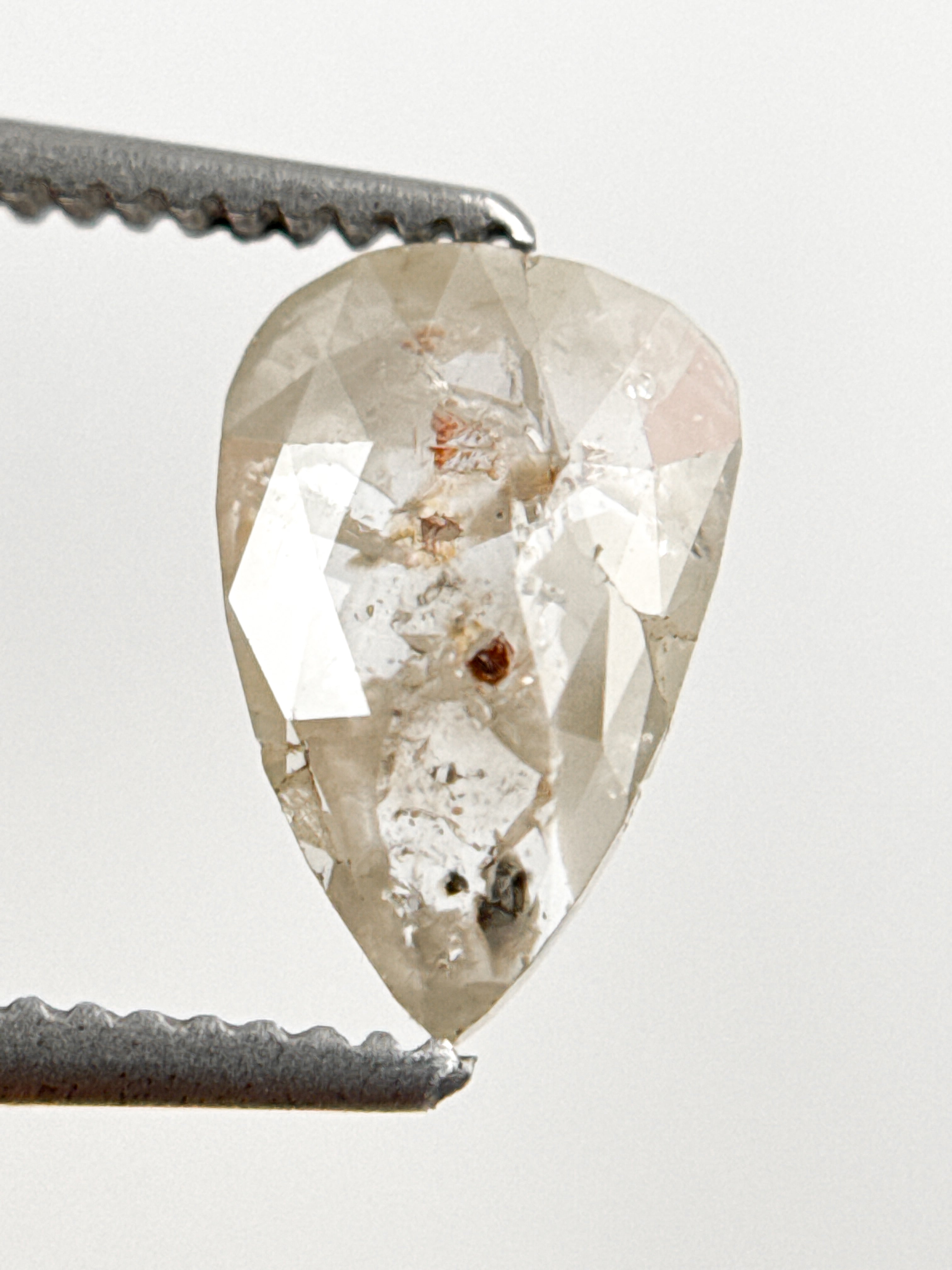 0.90 Ct Pear Rose Cut Grey Natural Fancy Diamond