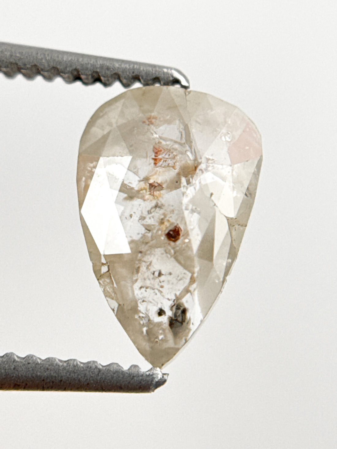 0.90 Ct Pear Rose Cut Grey Natural Fancy Diamond