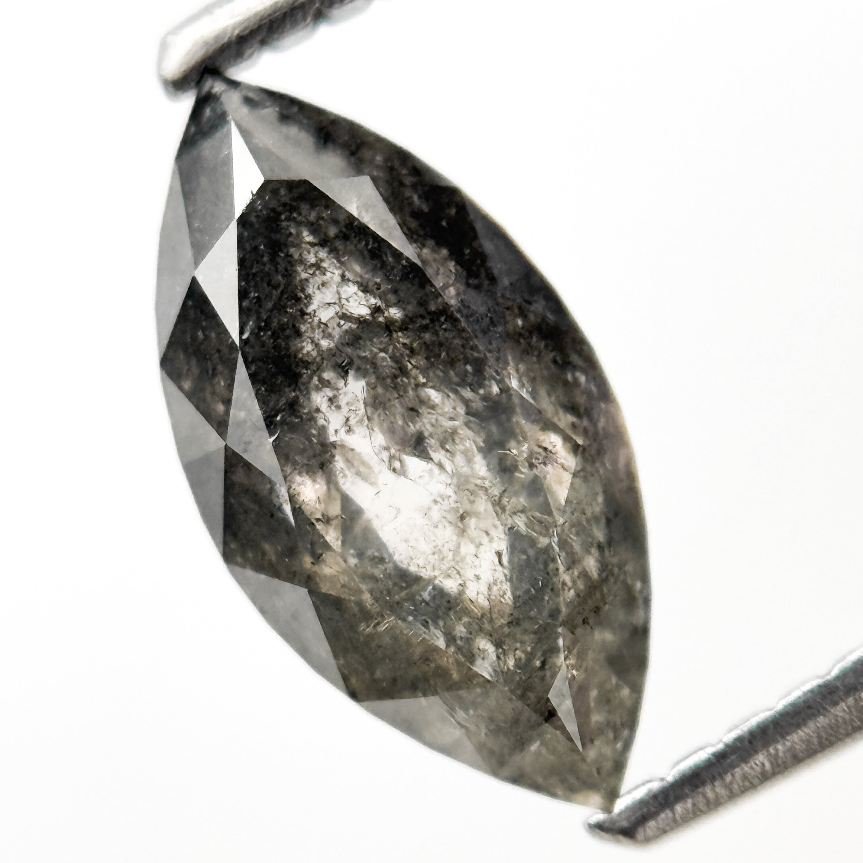 1.51 Ct Marquise Rose Cut Grey Natural Salt and Pepper Diamond