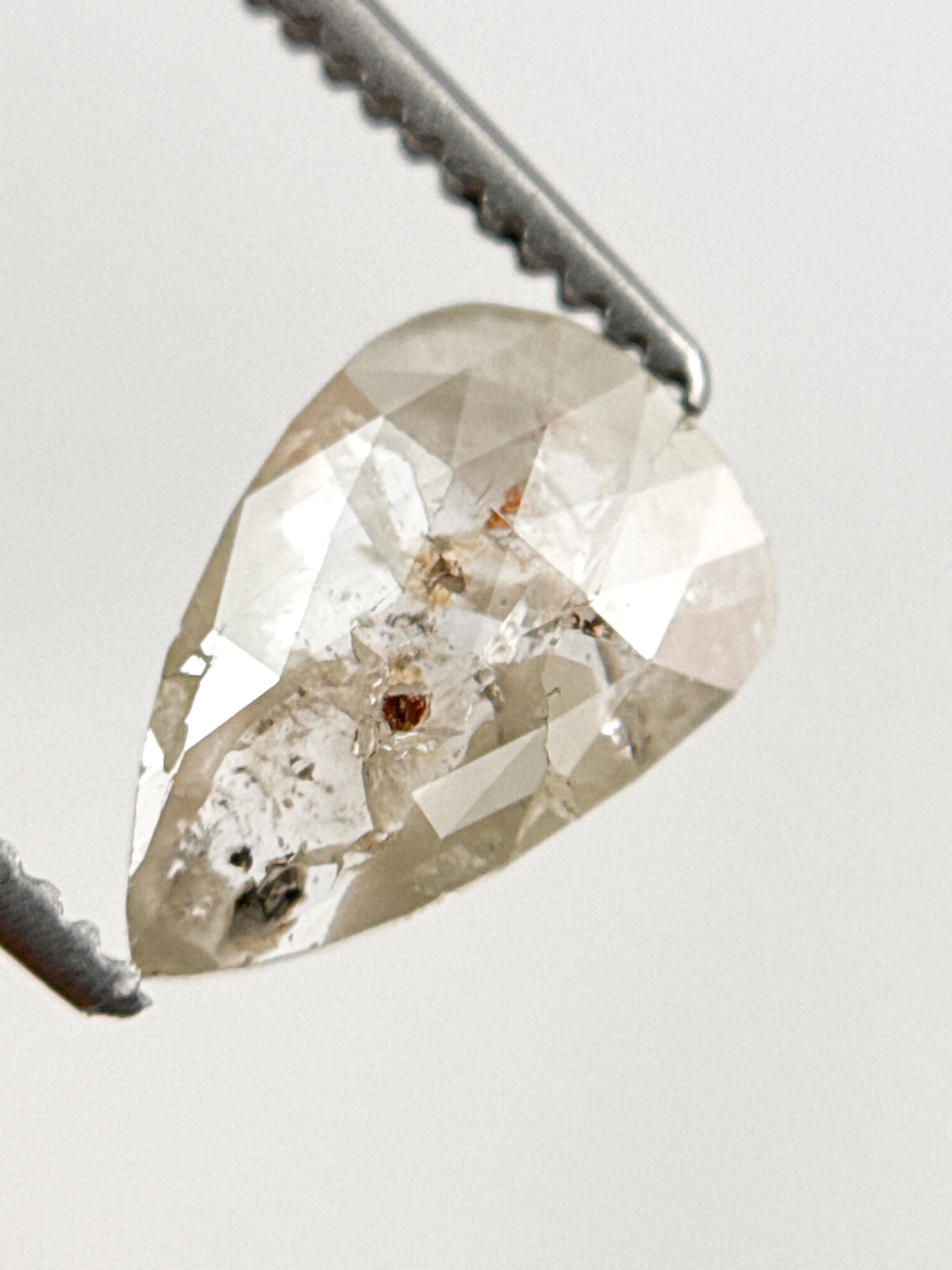 0.90 Ct Pear Rose Cut Grey Natural Fancy Diamond