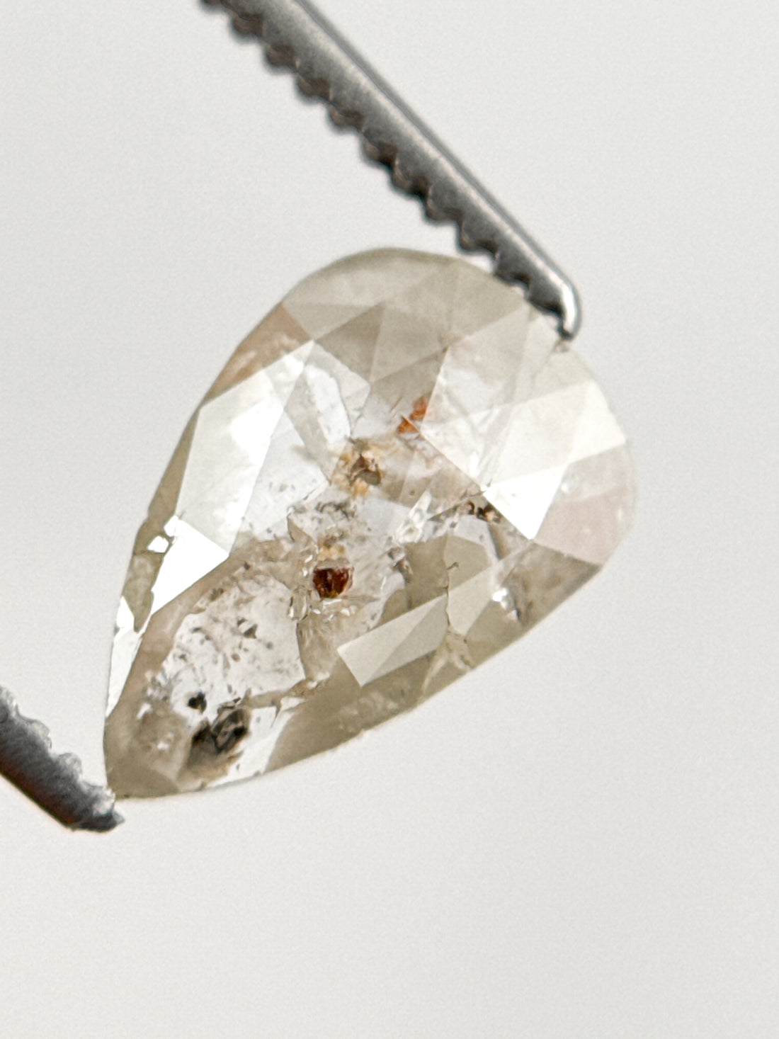 0.90 Ct Pear Rose Cut Grey Natural Fancy Diamond