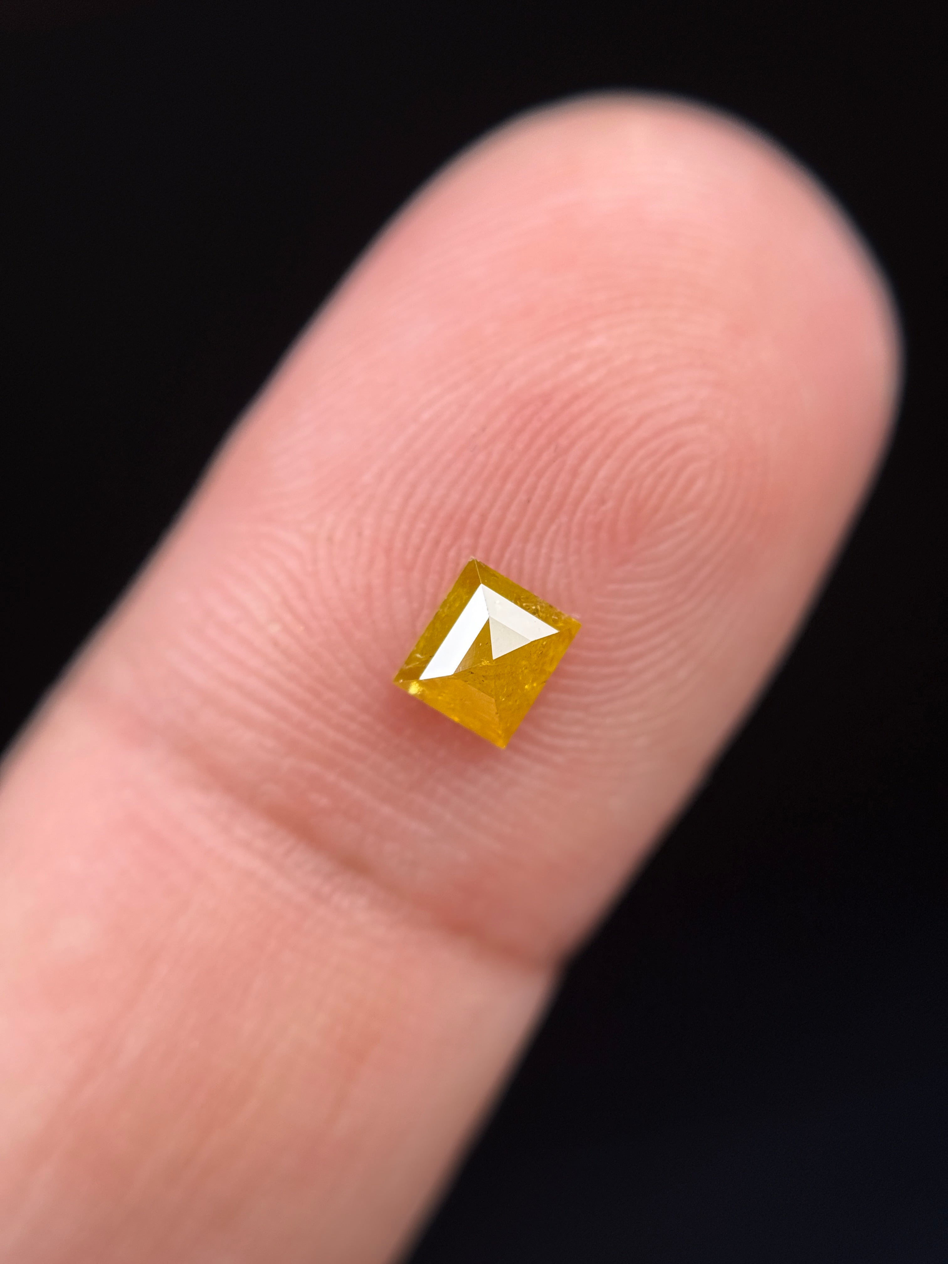 0.46 Ct Square Rose Cut Yellow Natural Antique Diamond