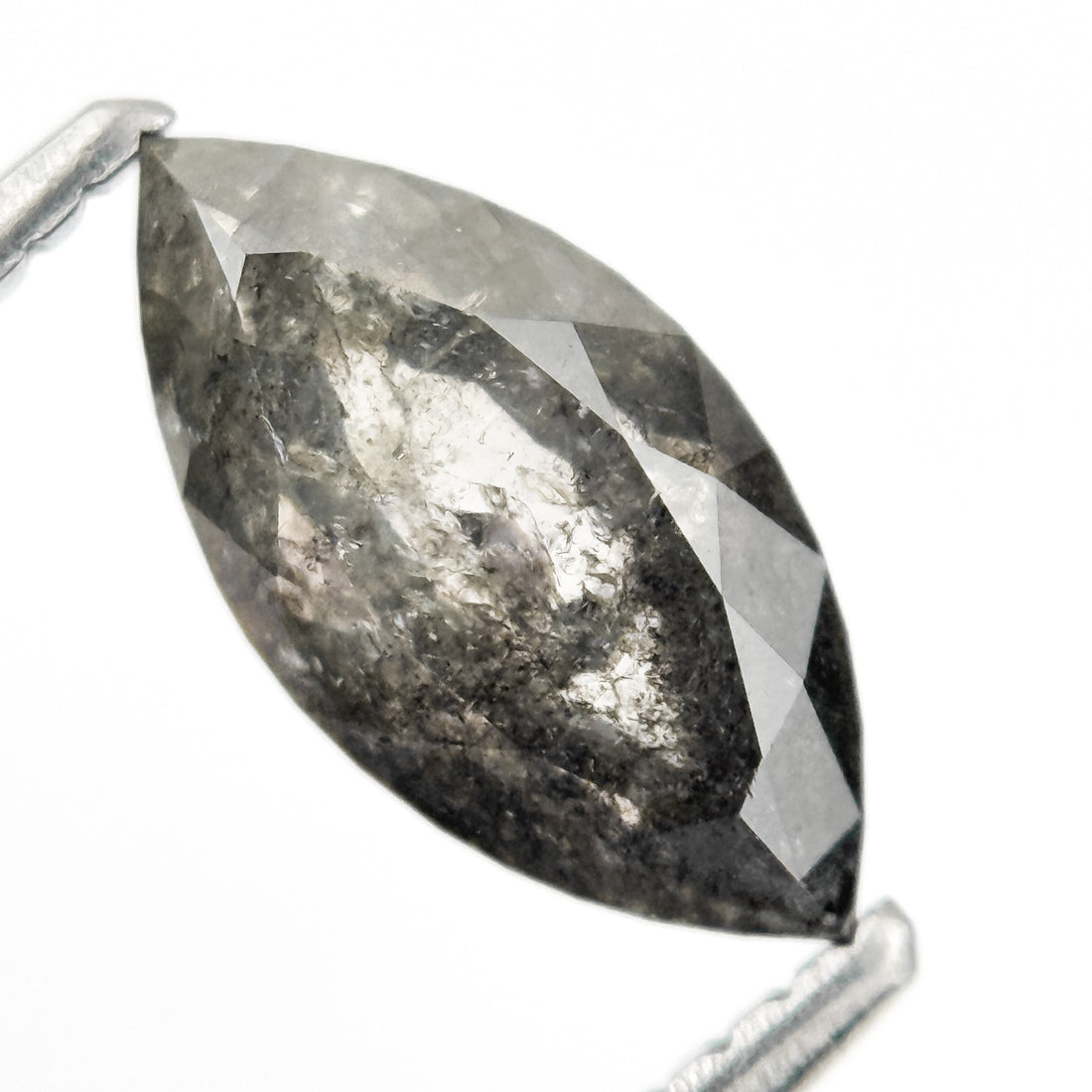 1.51 Ct Marquise Rose Cut Grey Natural Salt and Pepper Diamond