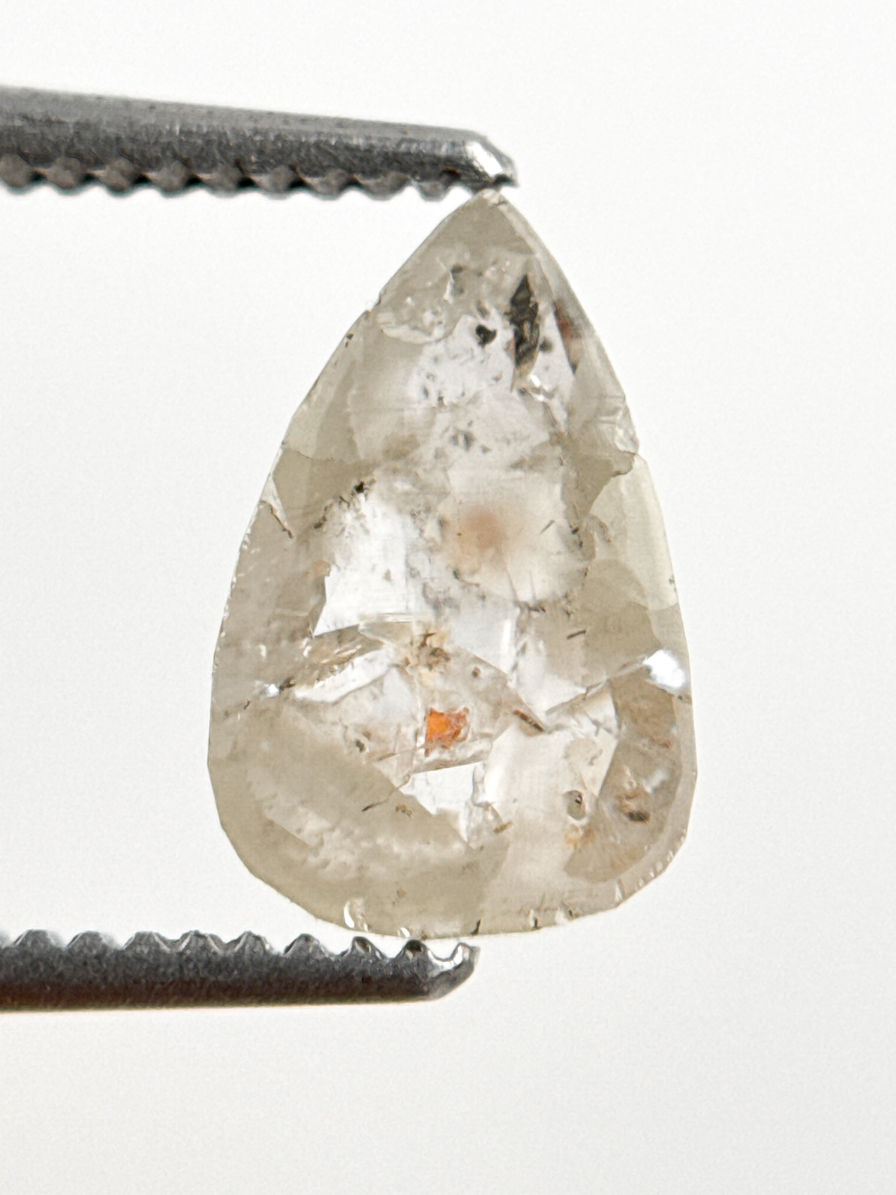 0.90 Ct Pear Rose Cut Grey Natural Fancy Diamond