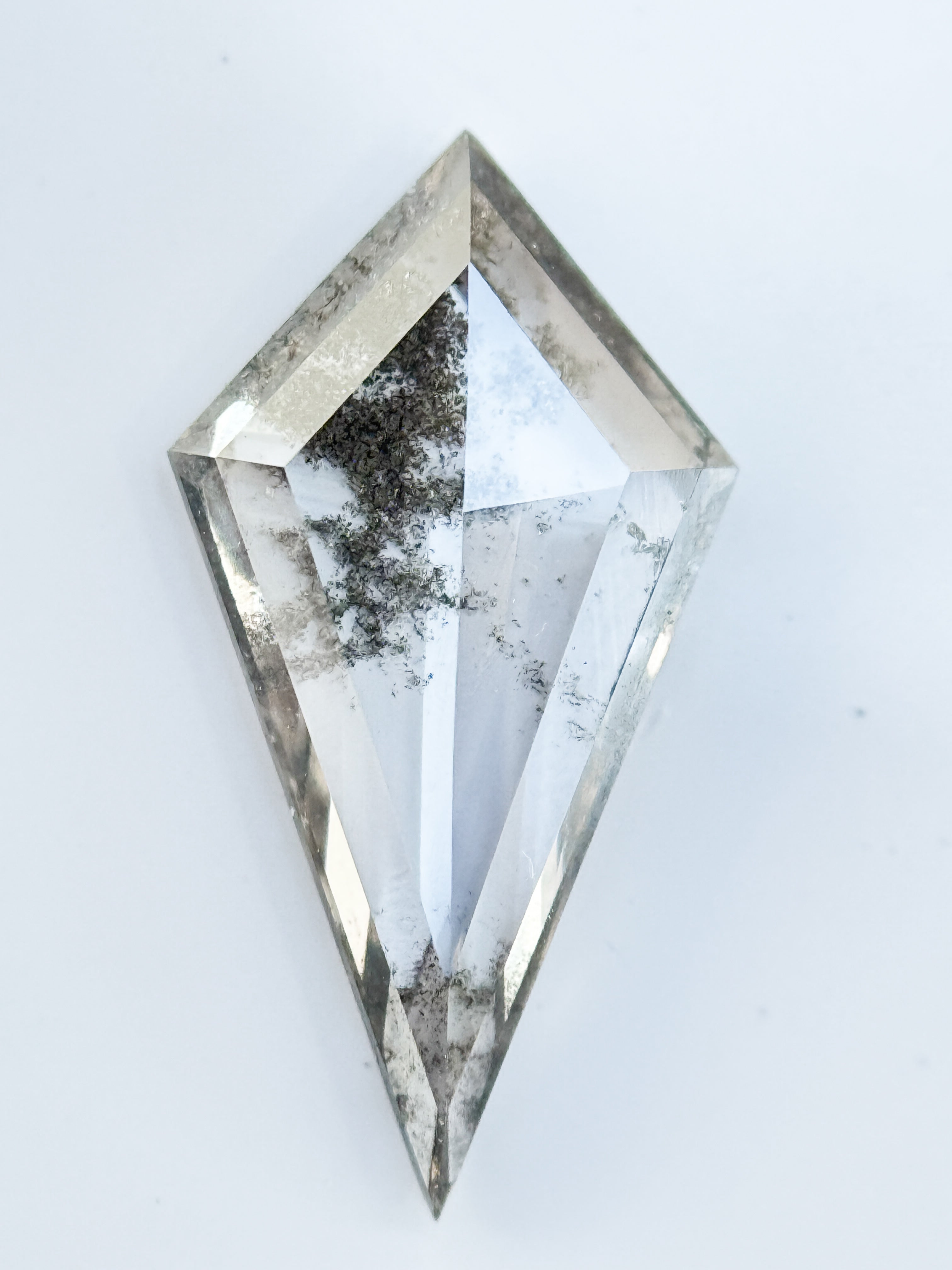 1.73 Ct Kite Rose Cut Grey Natural Salt and Pepper Diamond