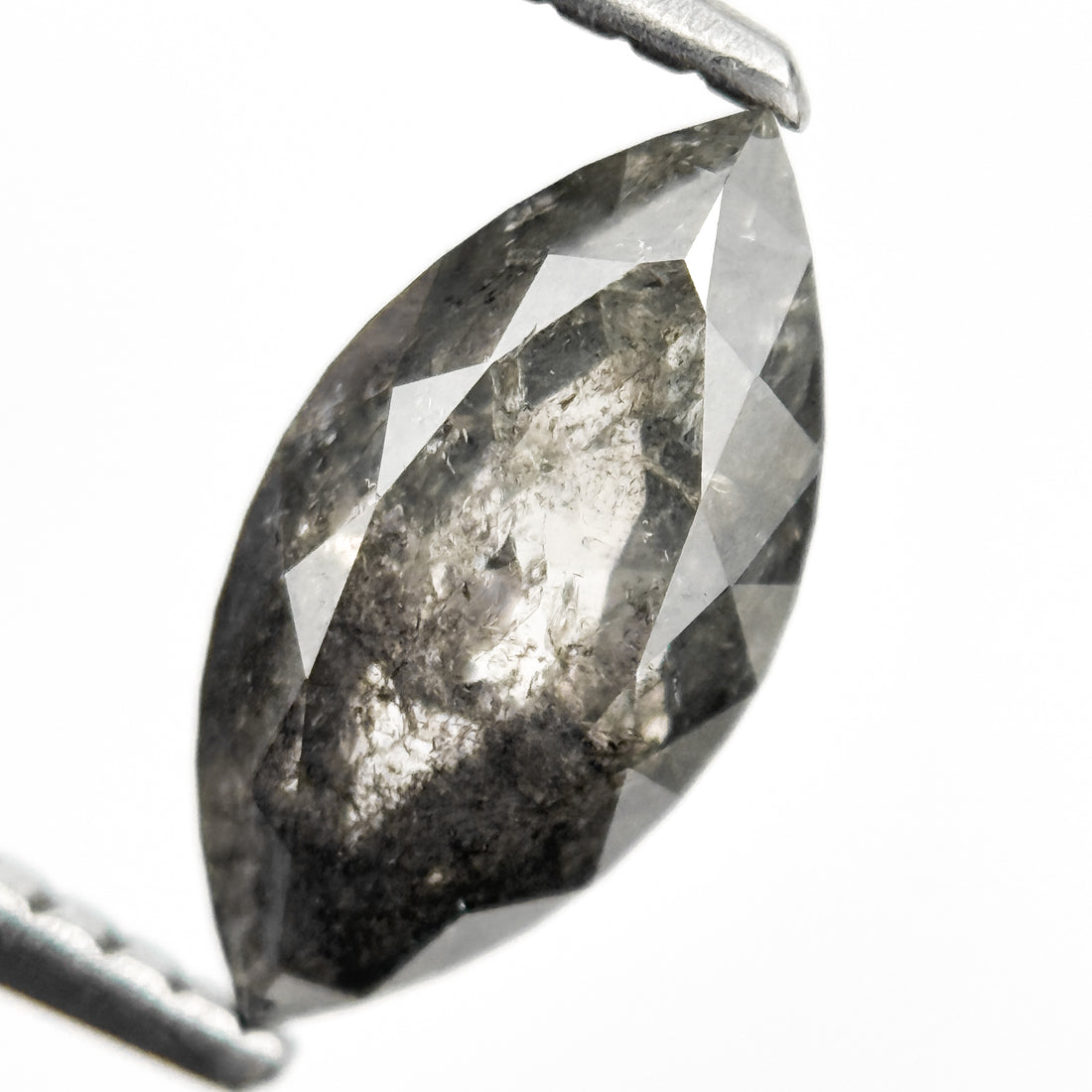 1.51 Ct Marquise Rose Cut Grey Natural Salt and Pepper Diamond