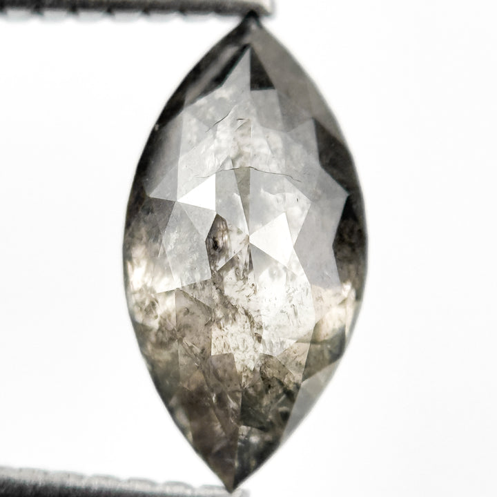 1.51 Ct Marquise Rose Cut Grey Natural Salt and Pepper Diamond