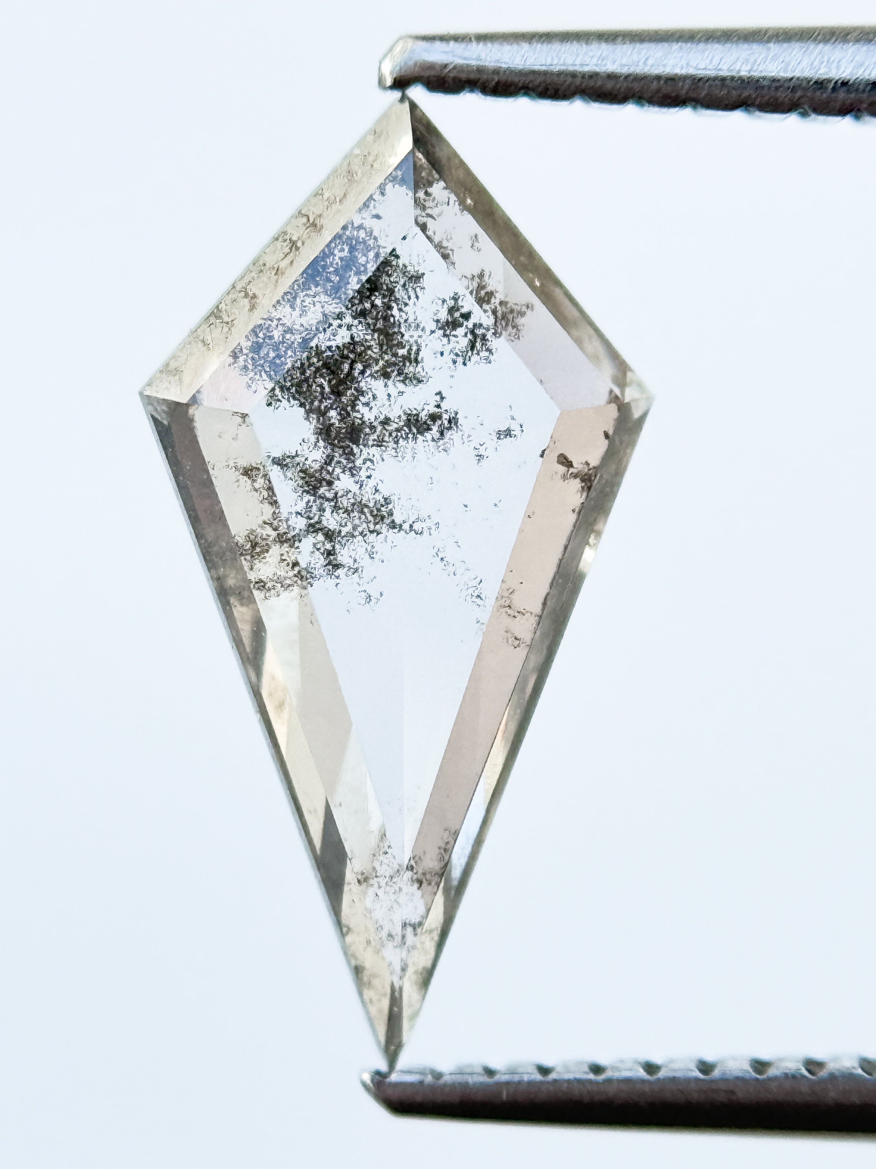 1.73 Ct Kite Rose Cut Grey Natural Salt and Pepper Diamond