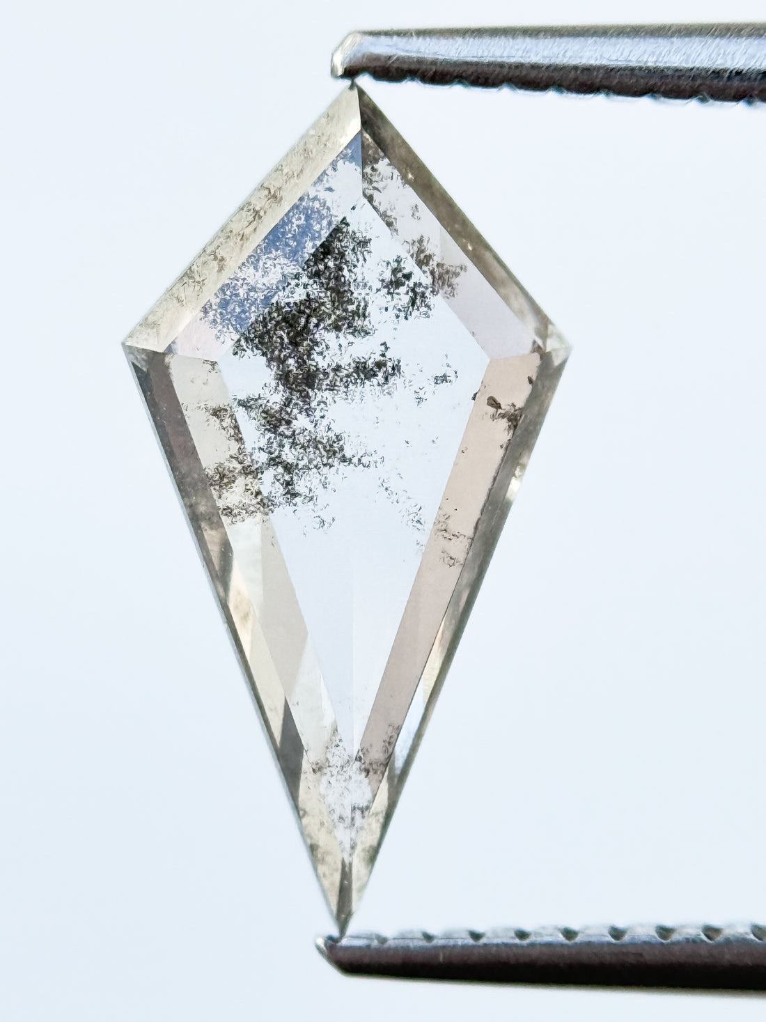 1.73 Ct Kite Rose Cut Grey Natural Salt and Pepper Diamond
