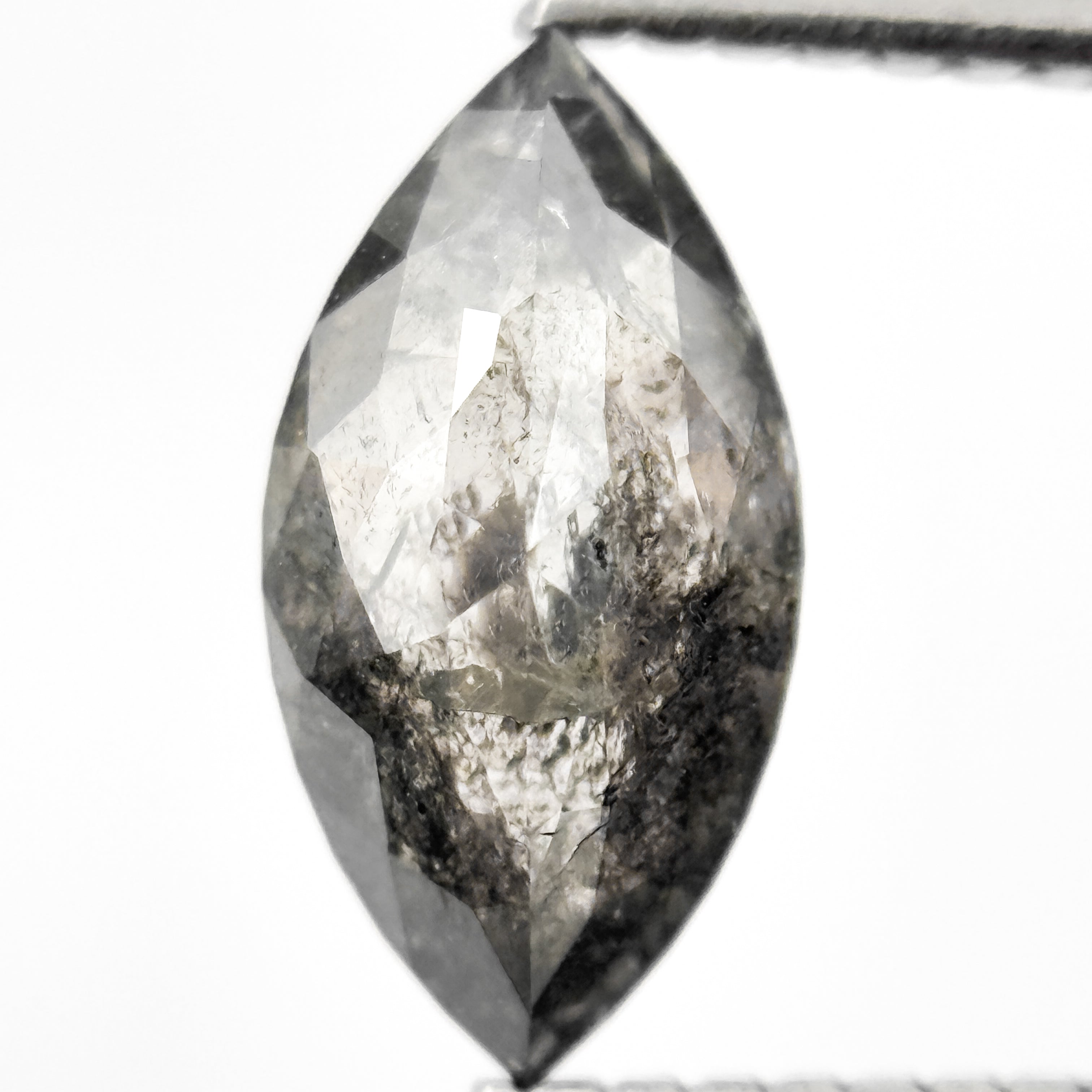 1.51 Ct Marquise Rose Cut Grey Natural Salt and Pepper Diamond