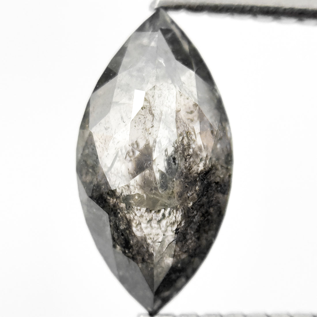 1.51 Ct Marquise Rose Cut Grey Natural Salt and Pepper Diamond
