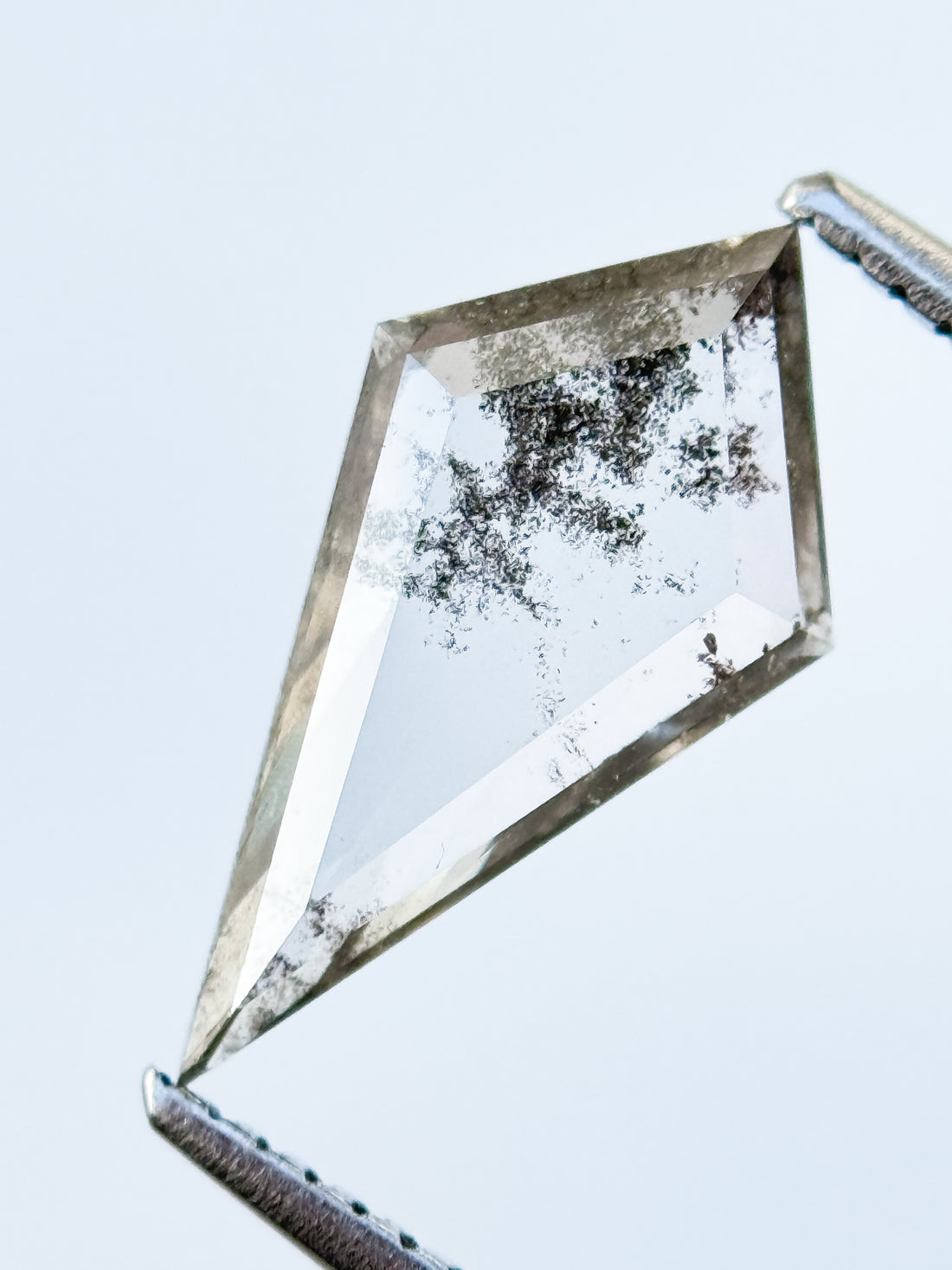 1.73 Ct Kite Rose Cut Grey Natural Salt and Pepper Diamond