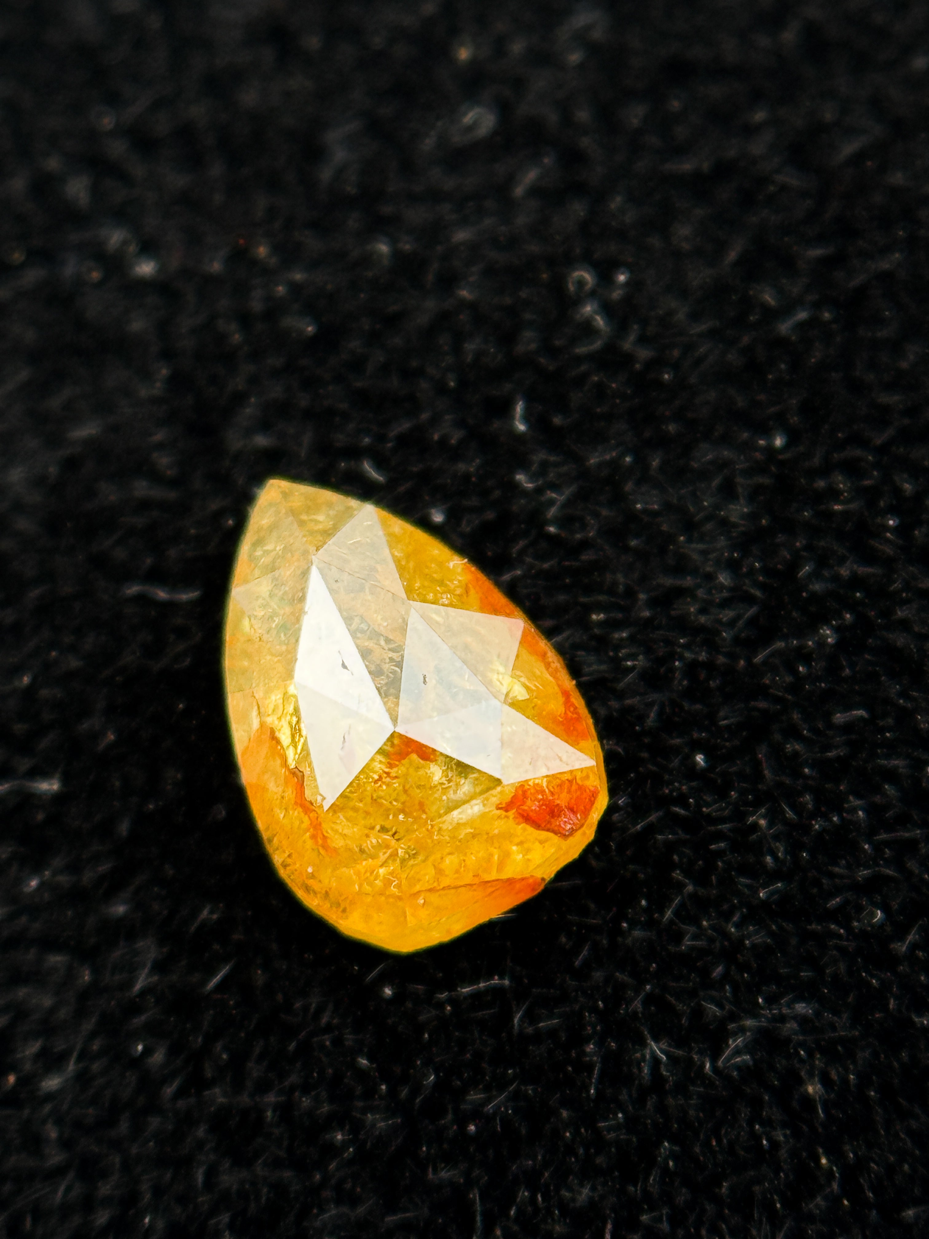 0.32 Ct Pear Rose Cut Yellow Natural Salt and Pepper Diamond