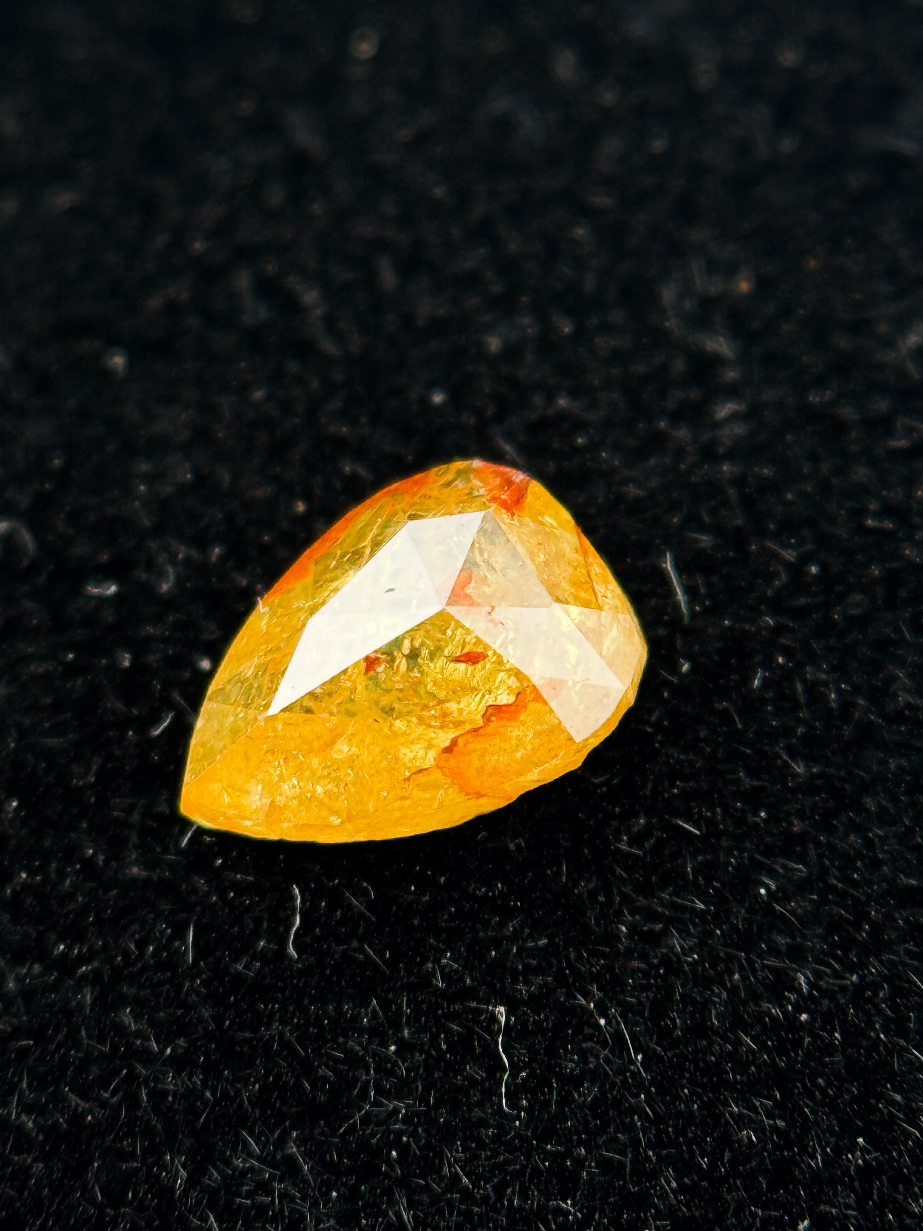 0.32 Ct Pear Rose Cut Yellow Natural Salt and Pepper Diamond