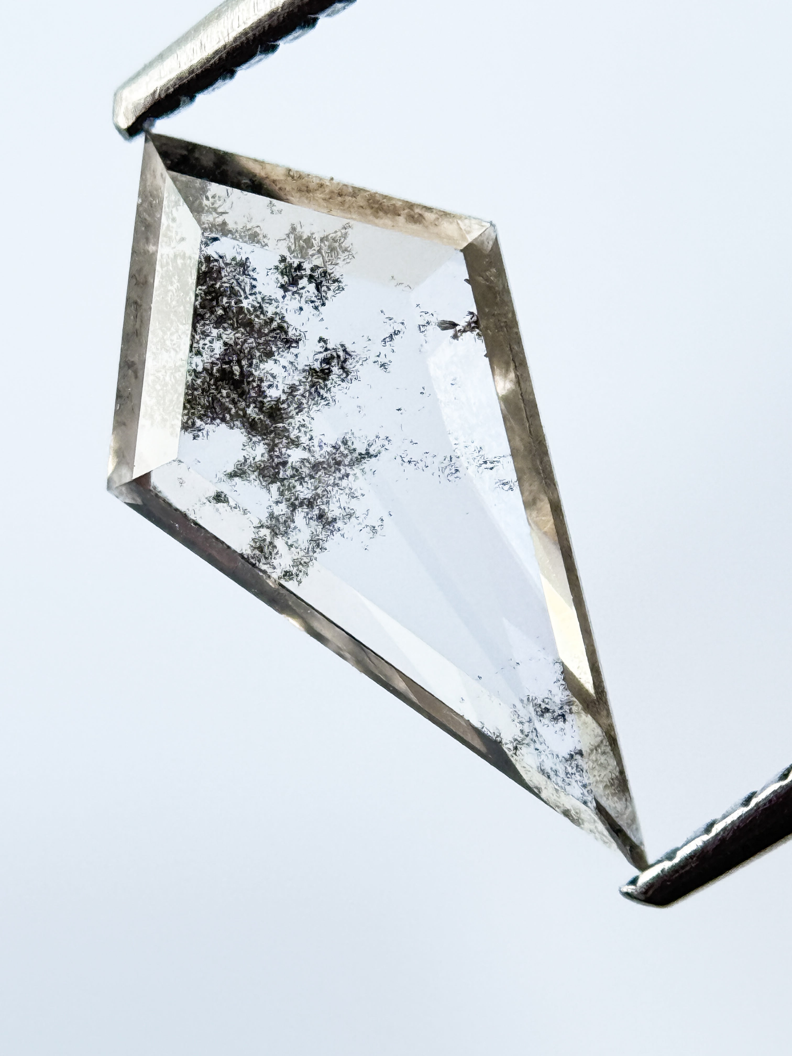 1.73 Ct Kite Rose Cut Grey Natural Salt and Pepper Diamond