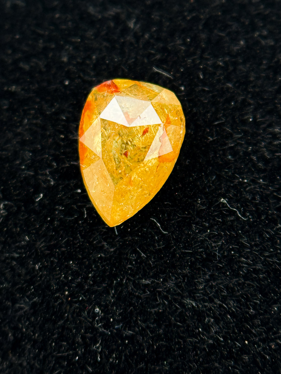0.32 Ct Pear Rose Cut Yellow Natural Salt and Pepper Diamond