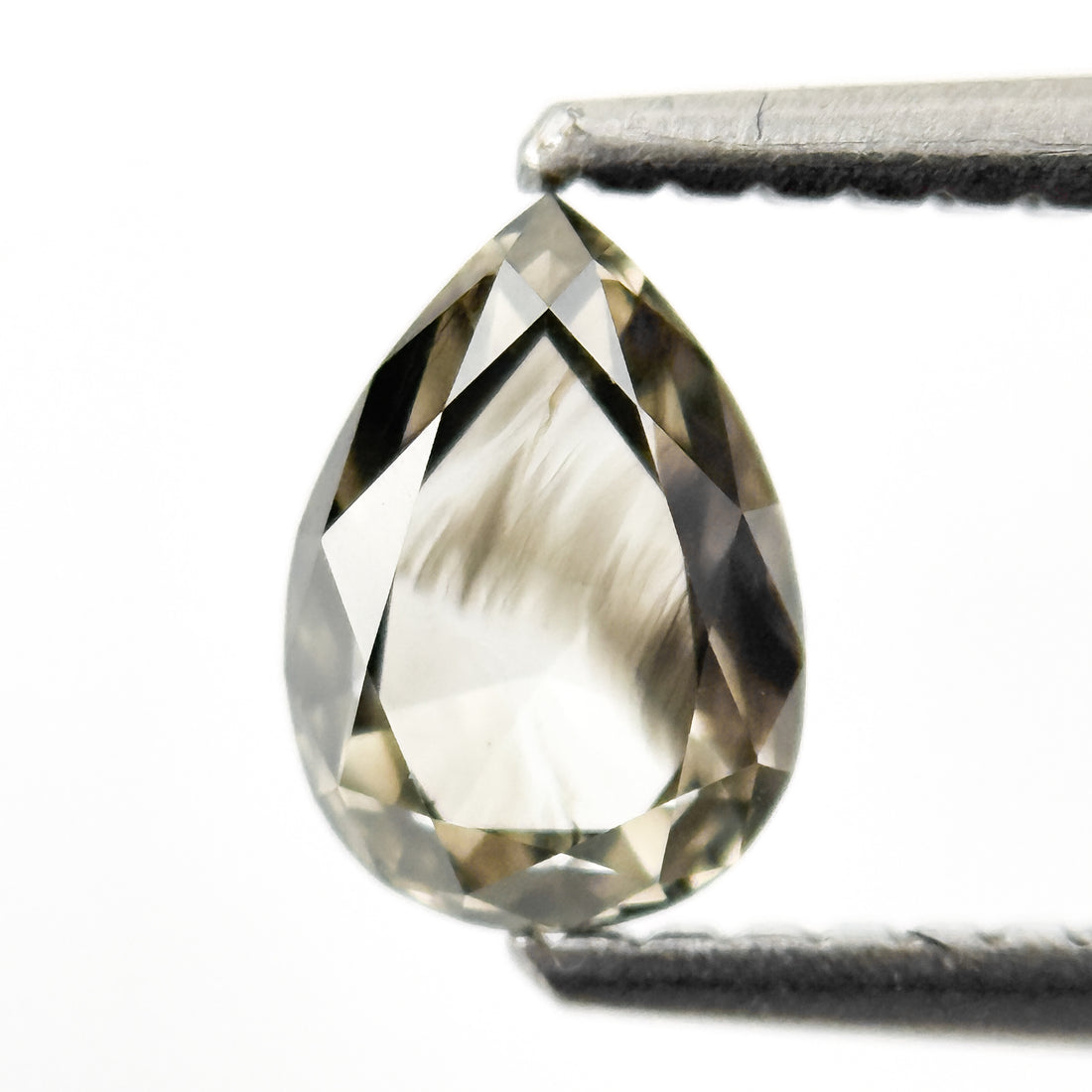 0.83 Ct Pear Rose Cut Grey Natural Salt and Pepper Diamond