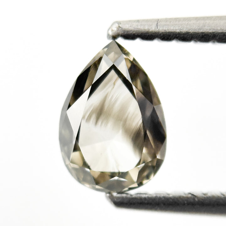 0.83 Ct Pear Rose Cut Grey Natural Salt and Pepper Diamond
