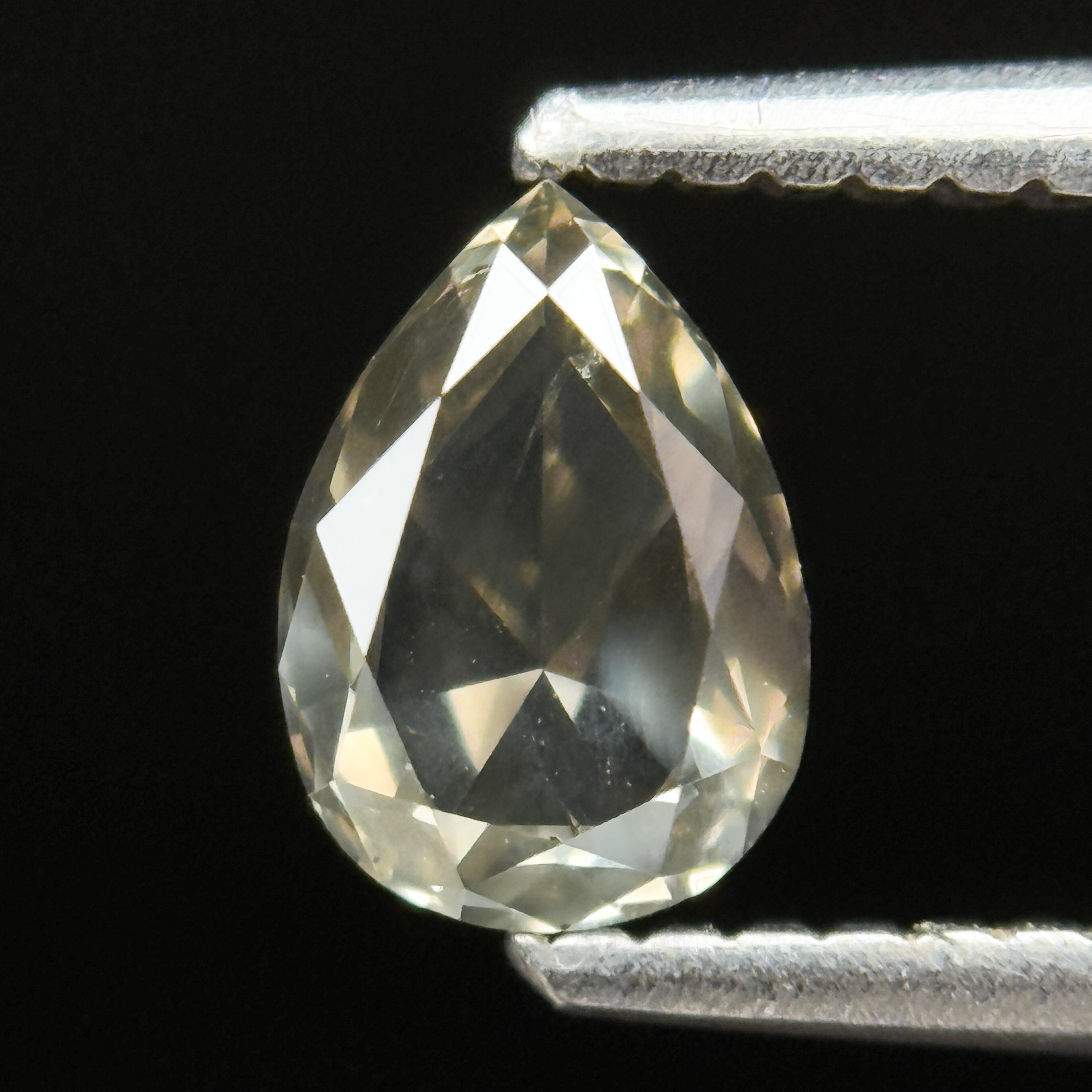 0.83 Ct Pear Rose Cut Grey Natural Salt and Pepper Diamond