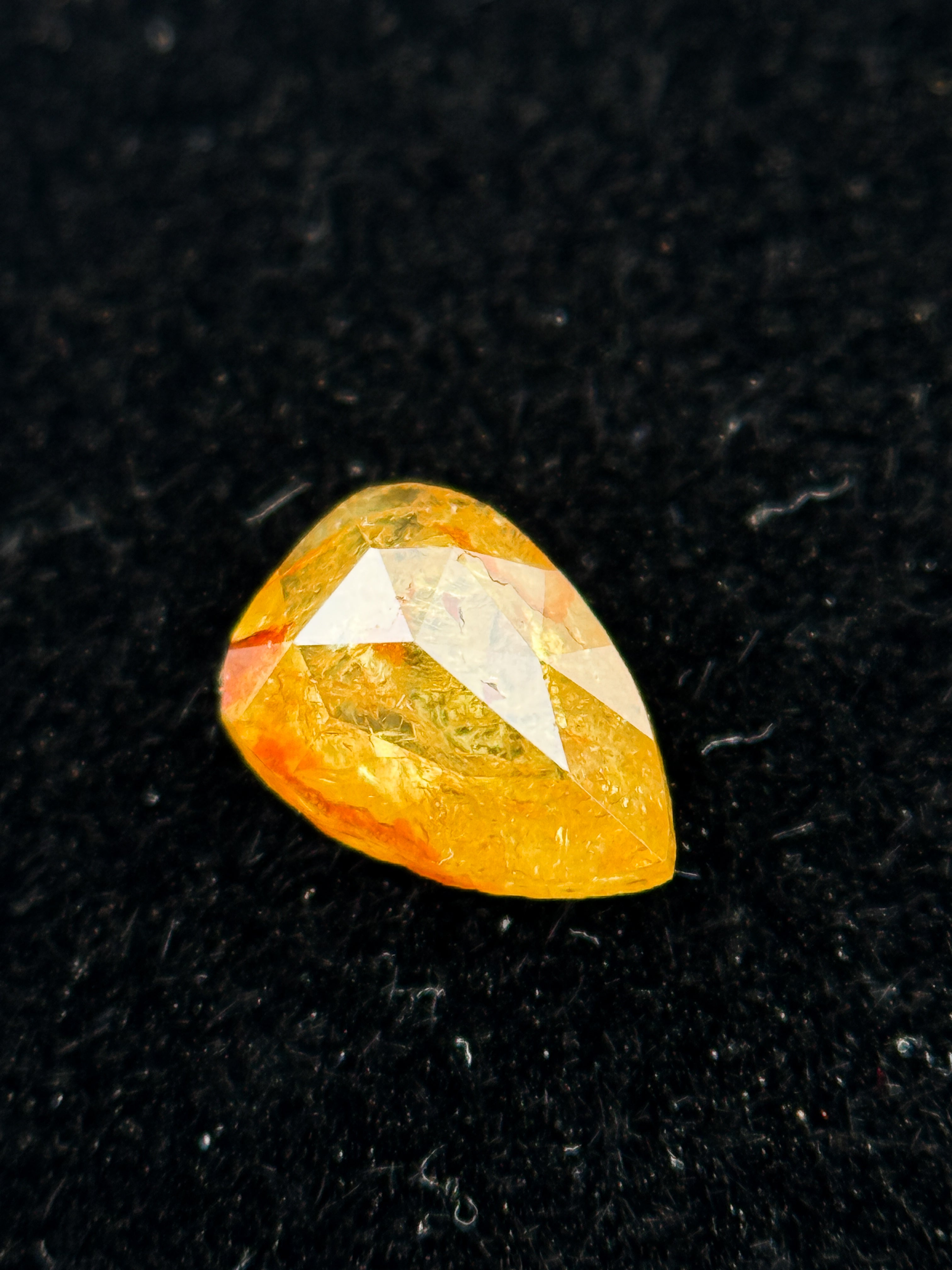 0.32 Ct Pear Rose Cut Yellow Natural Salt and Pepper Diamond