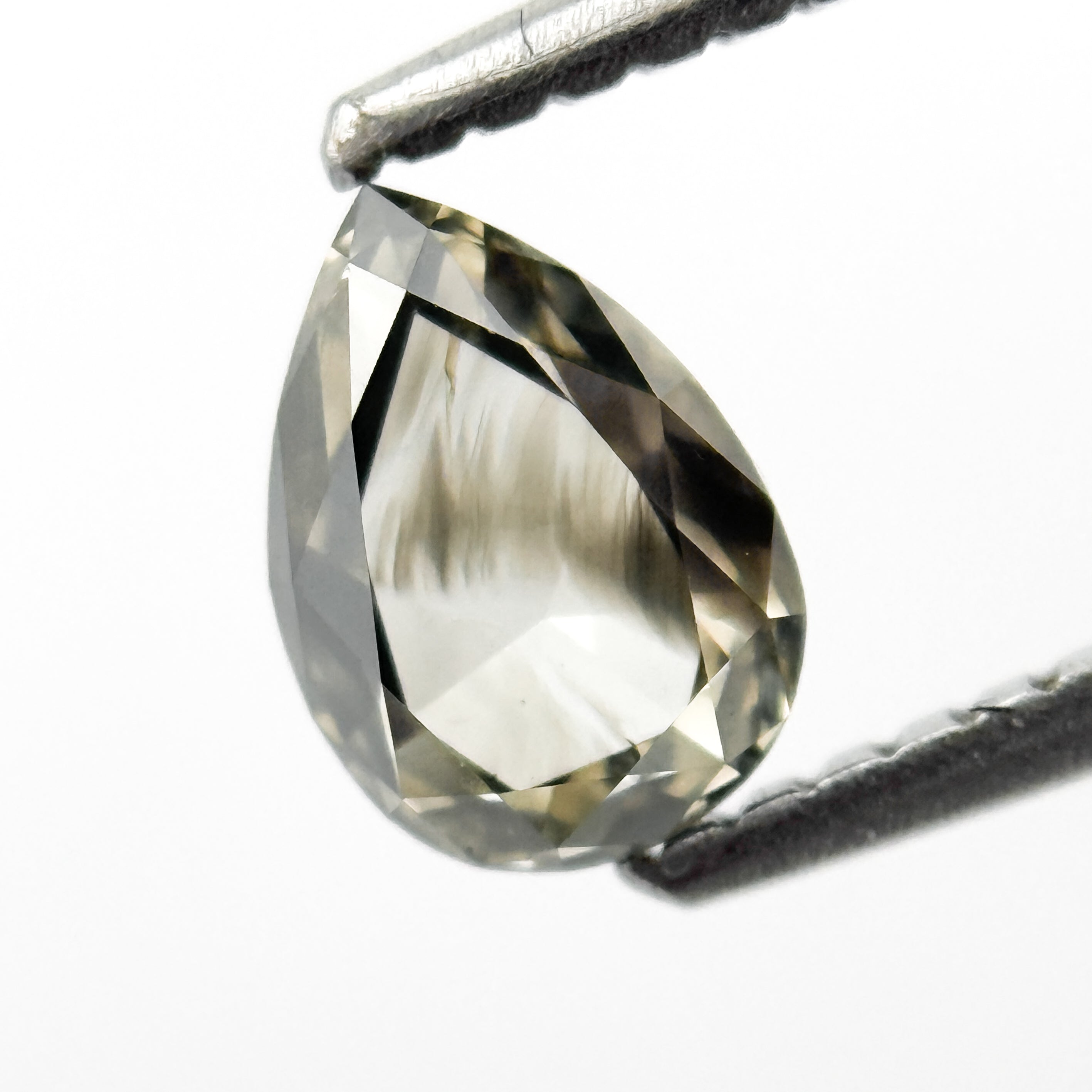 0.83 Ct Pear Rose Cut Grey Natural Salt and Pepper Diamond