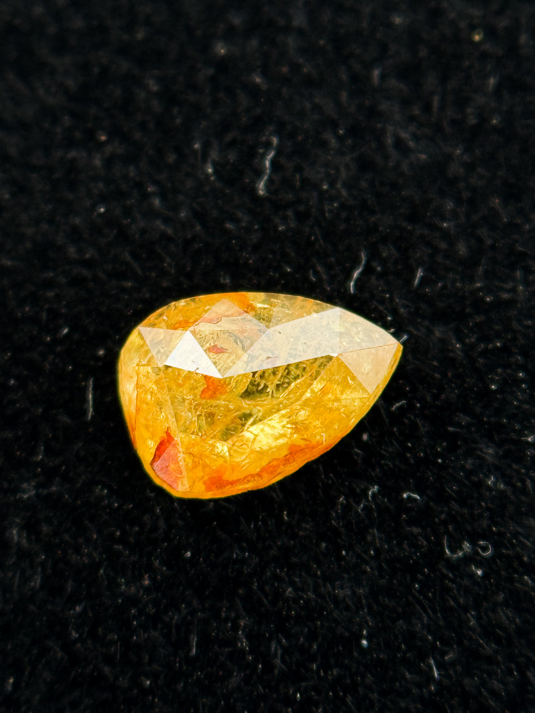 0.32 Ct Pear Rose Cut Yellow Natural Salt and Pepper Diamond