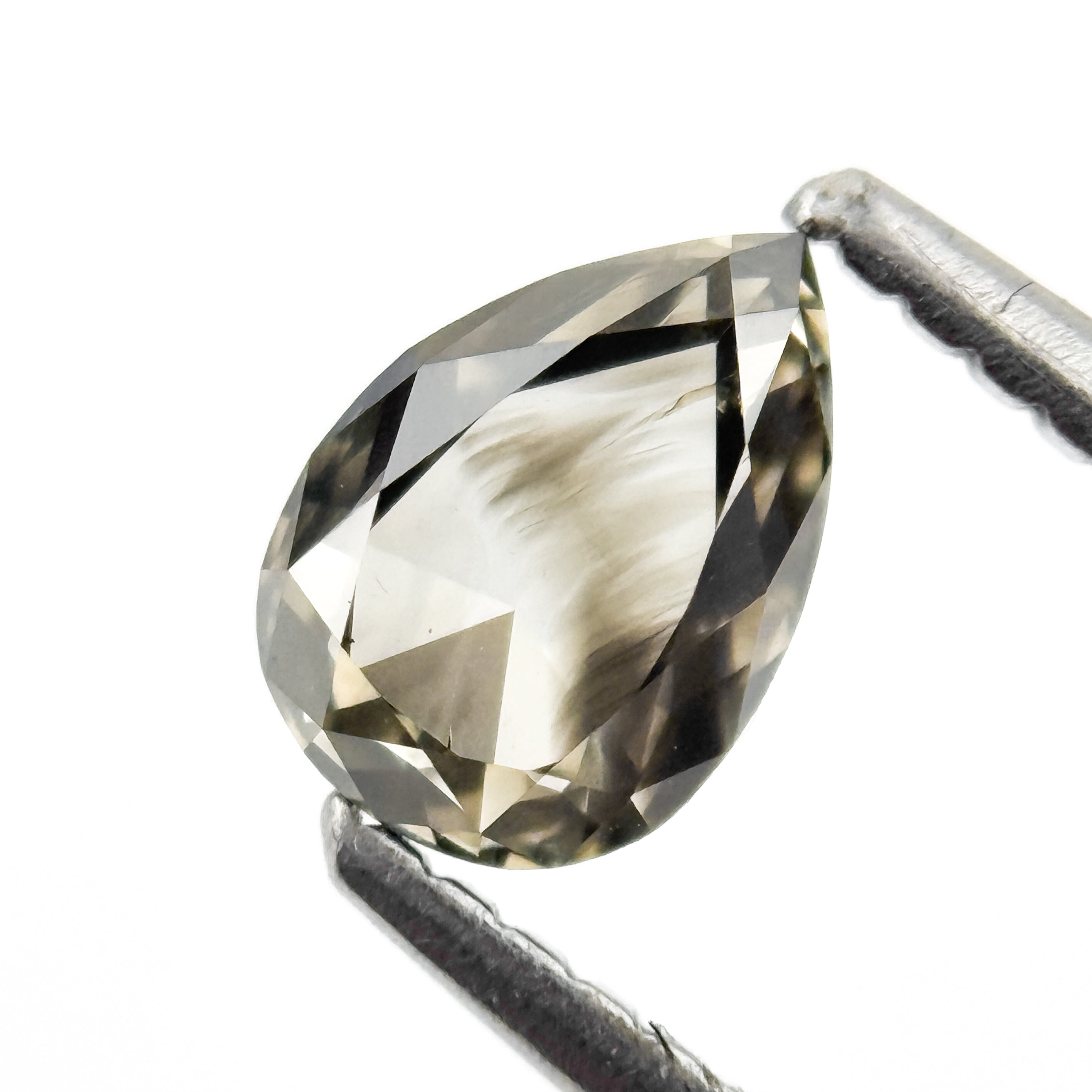 0.83 Ct Pear Rose Cut Grey Natural Salt and Pepper Diamond