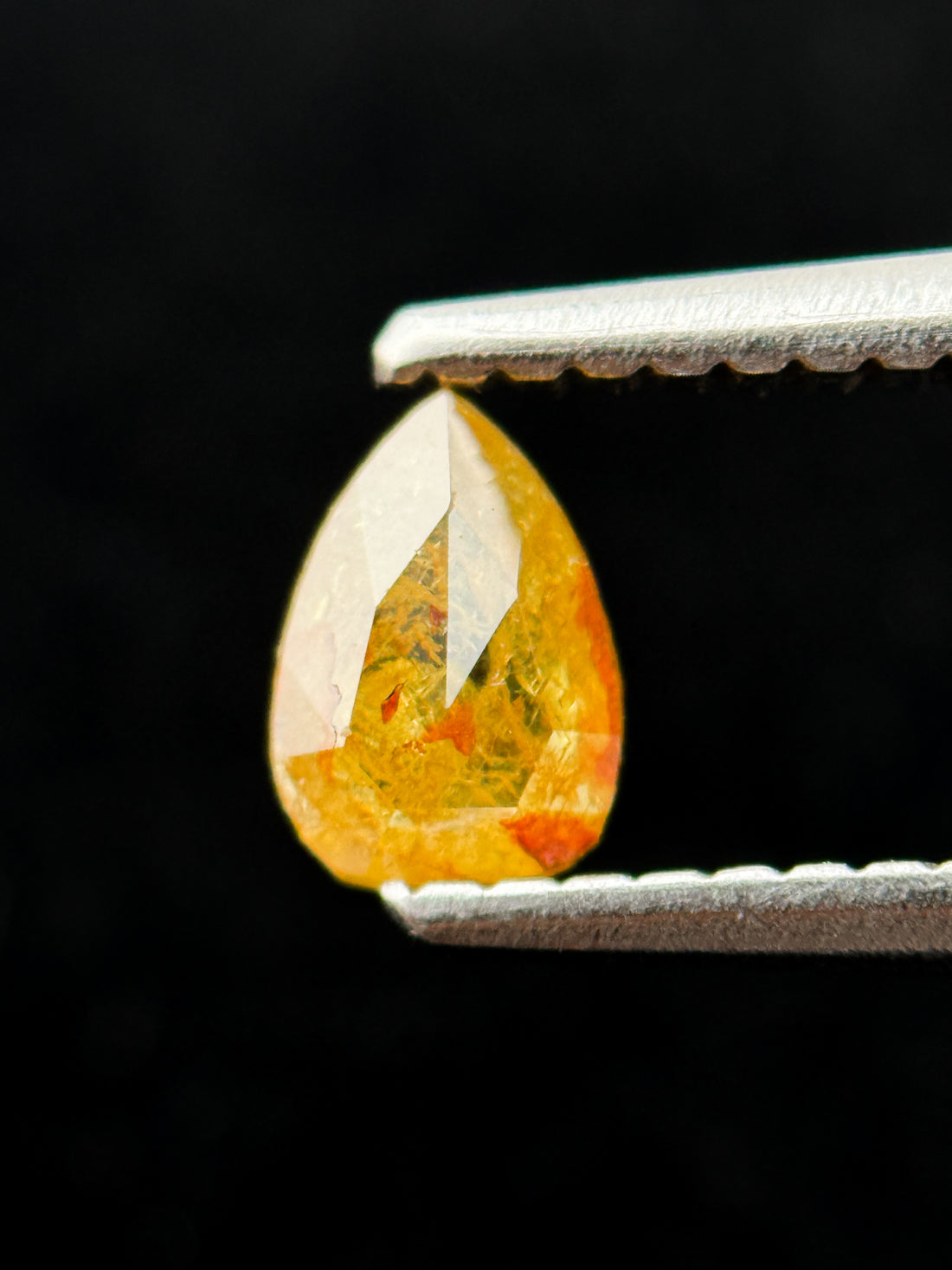 0.32 Ct Pear Rose Cut Yellow Natural Salt and Pepper Diamond