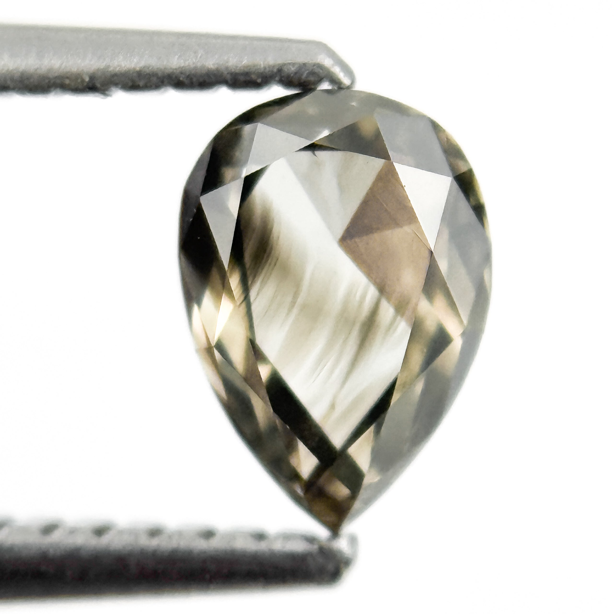 0.83 Ct Pear Rose Cut Grey Natural Salt and Pepper Diamond