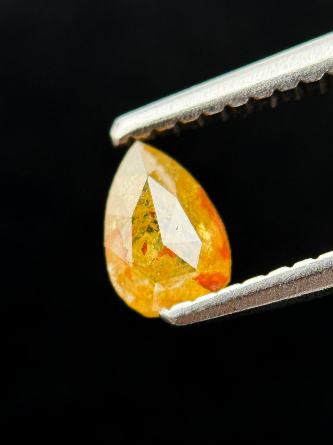 0.32 Ct Pear Rose Cut Yellow Natural Salt and Pepper Diamond