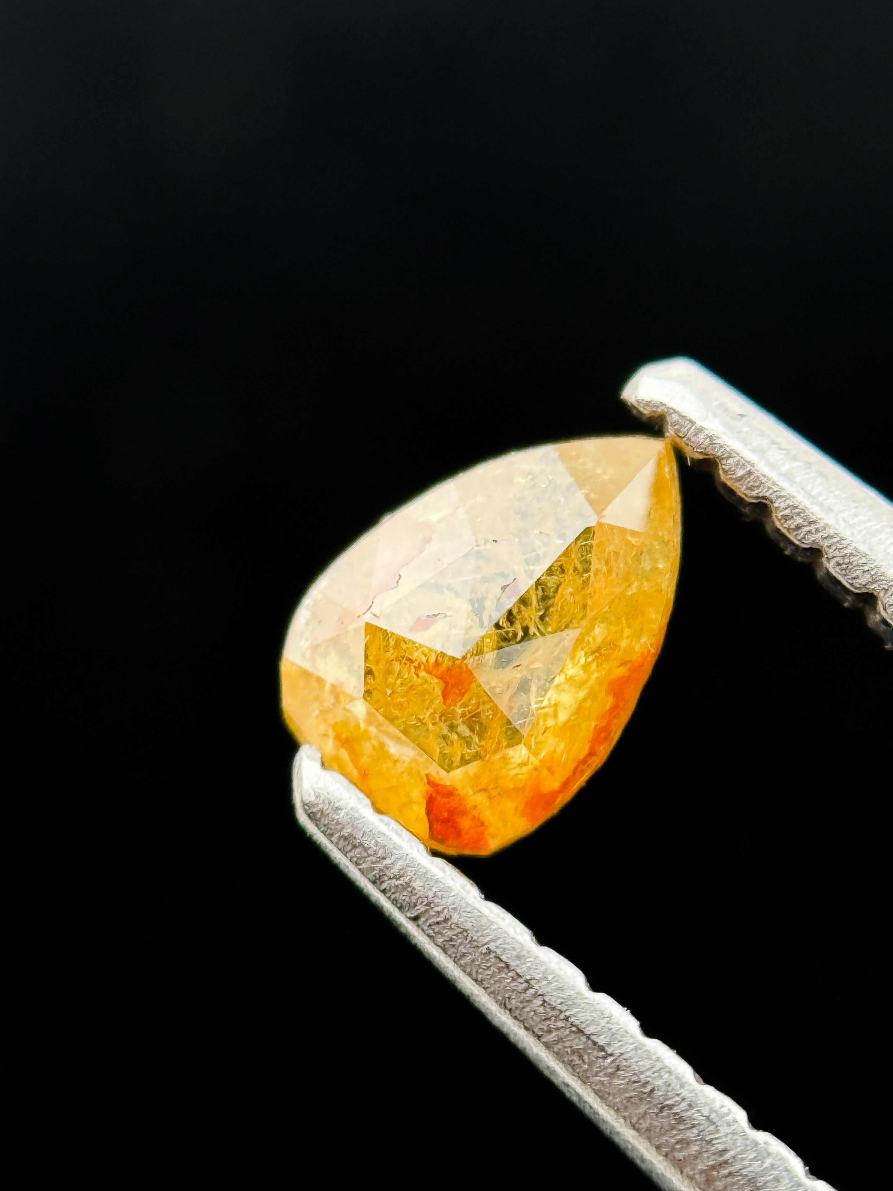 0.32 Ct Pear Rose Cut Yellow Natural Salt and Pepper Diamond