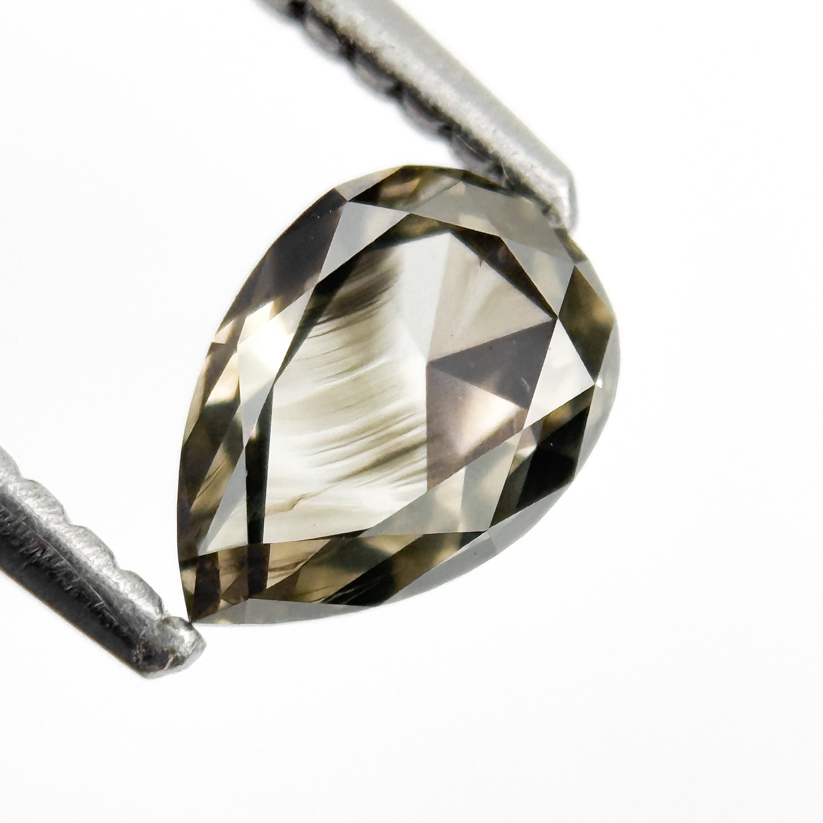 0.83 Ct Pear Rose Cut Grey Natural Salt and Pepper Diamond