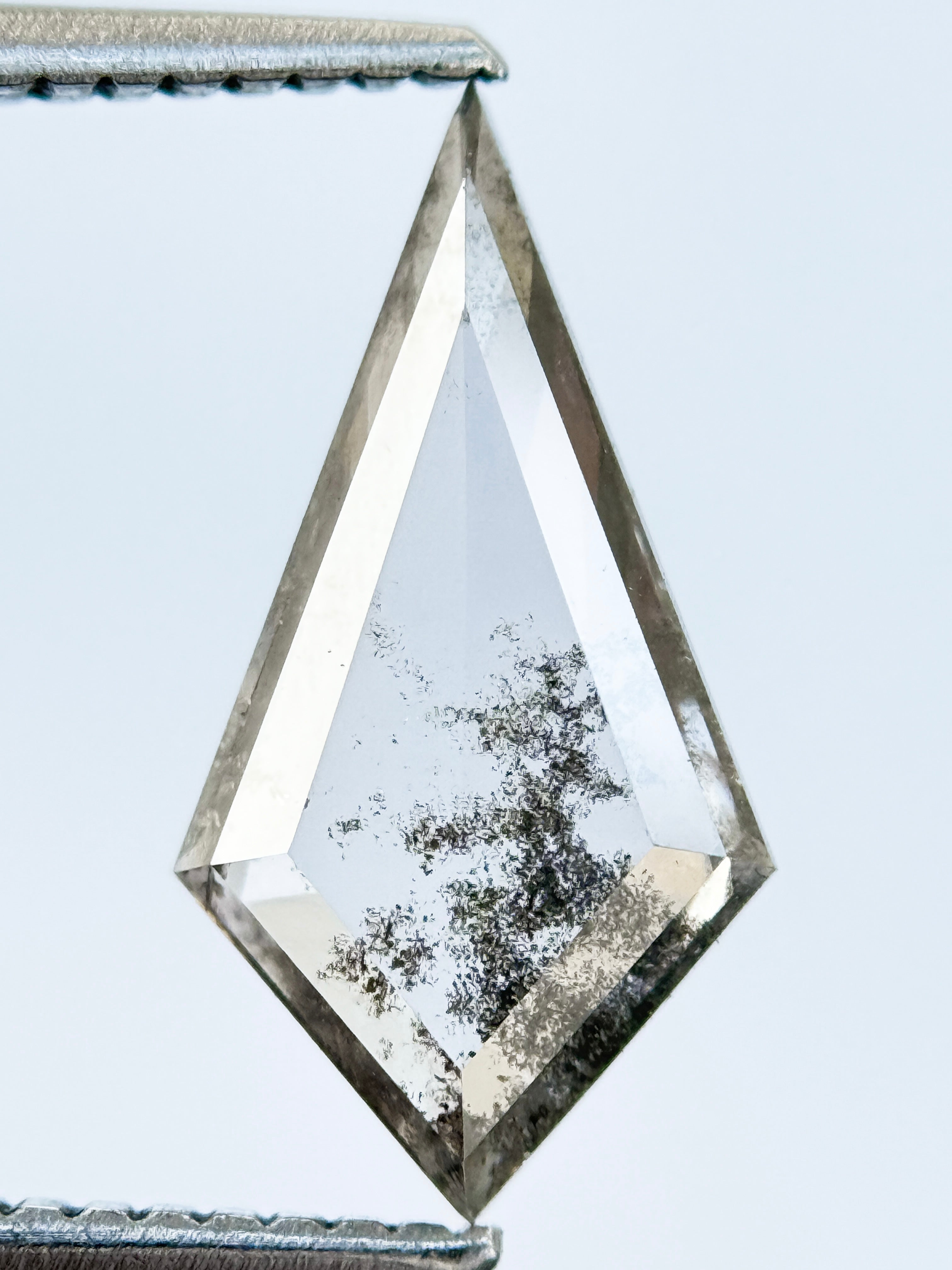1.73 Ct Kite Rose Cut Grey Natural Salt and Pepper Diamond