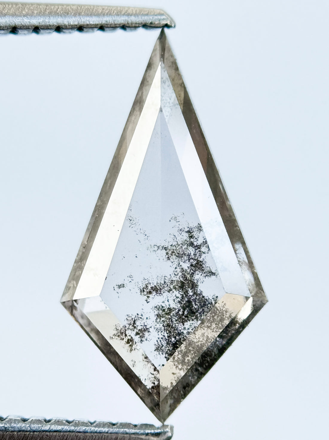 1.73 Ct Kite Rose Cut Grey Natural Salt and Pepper Diamond