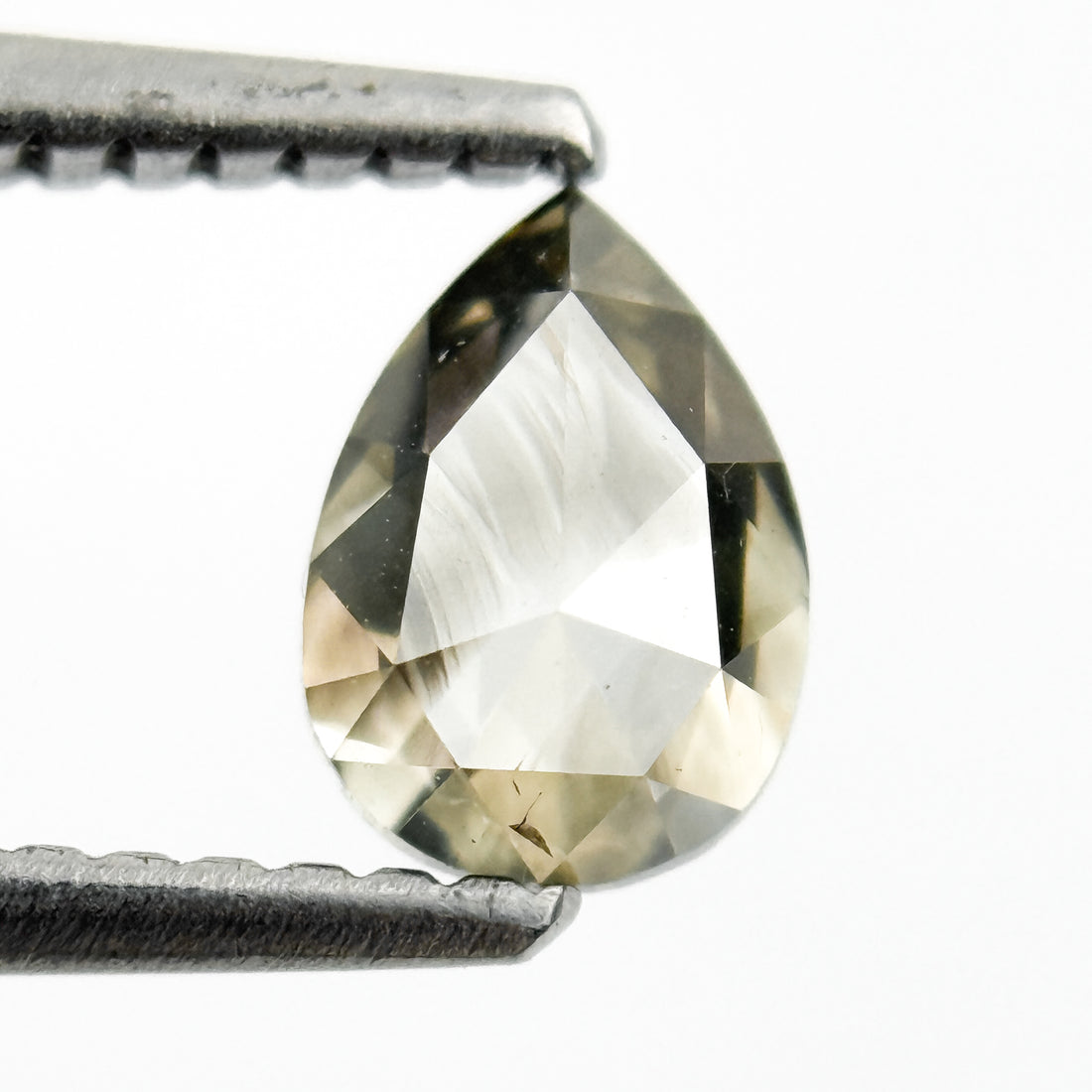 0.83 Ct Pear Rose Cut Grey Natural Salt and Pepper Diamond