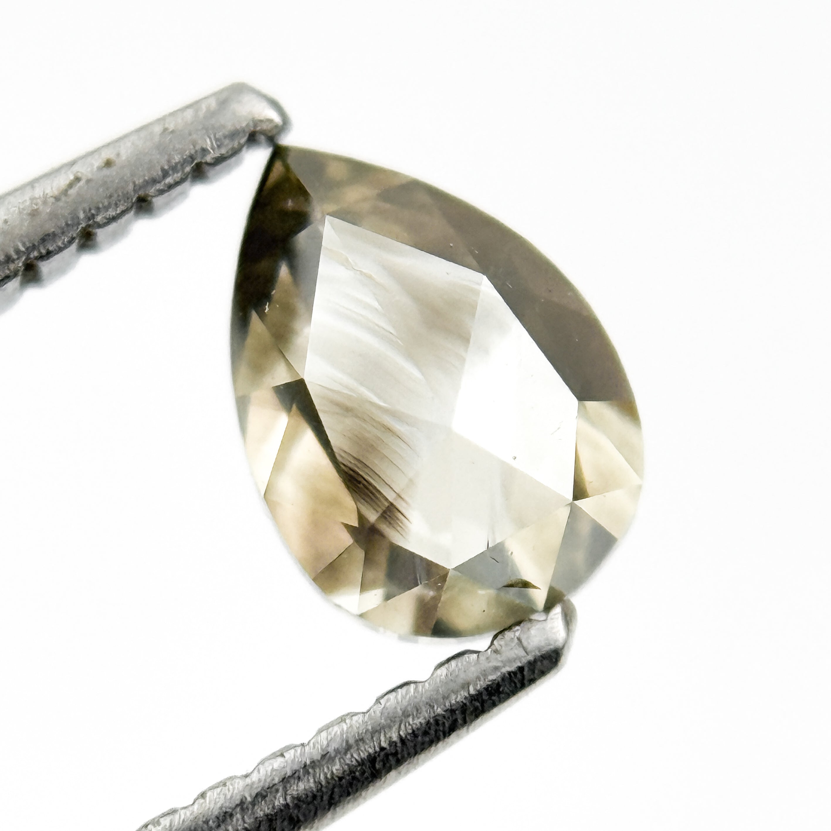 0.83 Ct Pear Rose Cut Grey Natural Salt and Pepper Diamond