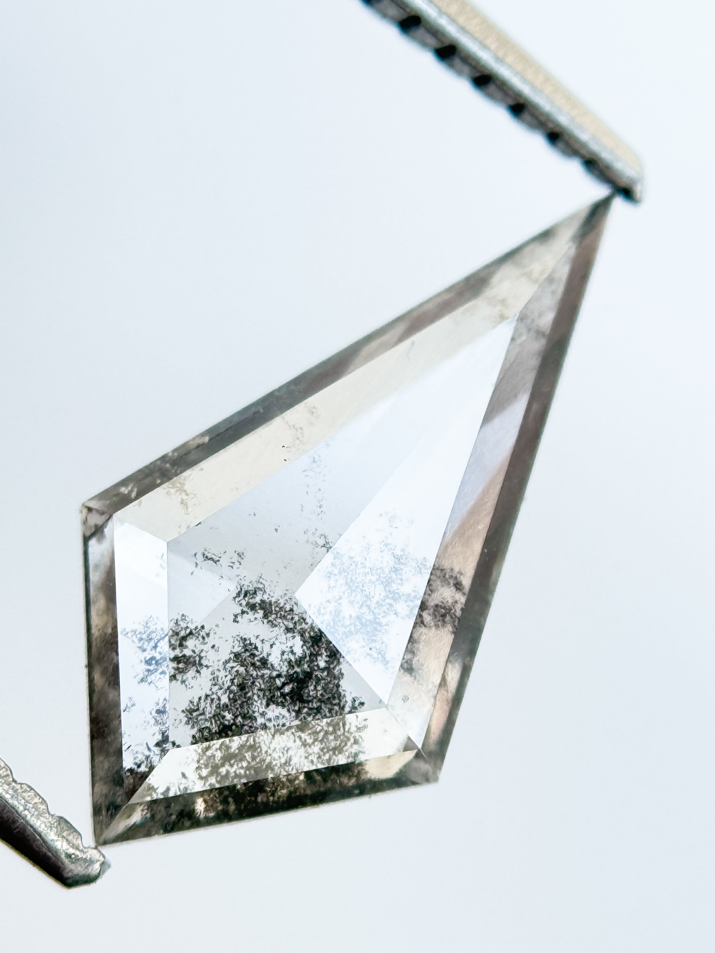1.73 Ct Kite Rose Cut Grey Natural Salt and Pepper Diamond