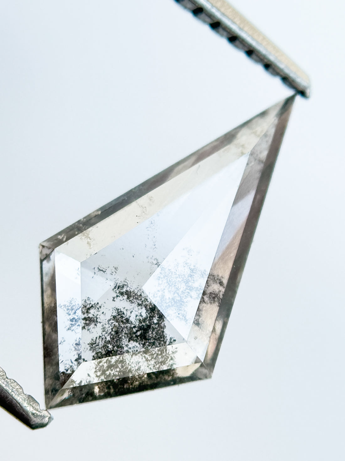 1.73 Ct Kite Rose Cut Grey Natural Salt and Pepper Diamond