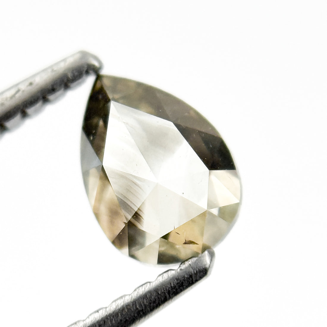 0.83 Ct Pear Rose Cut Grey Natural Salt and Pepper Diamond