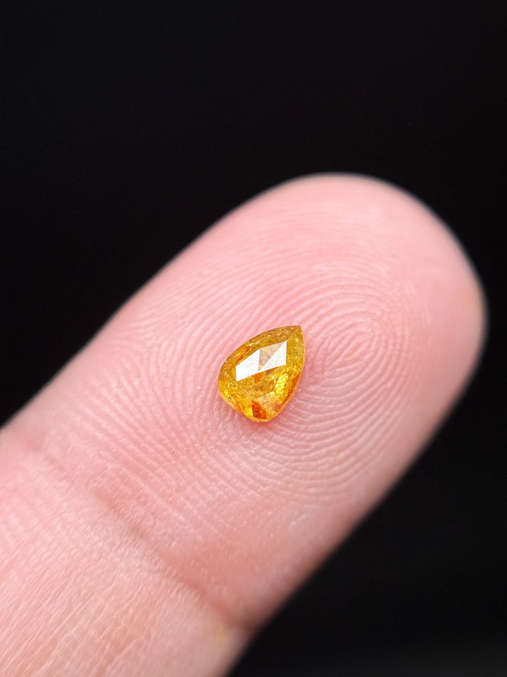 0.32 Ct Pear Rose Cut Yellow Natural Salt and Pepper Diamond