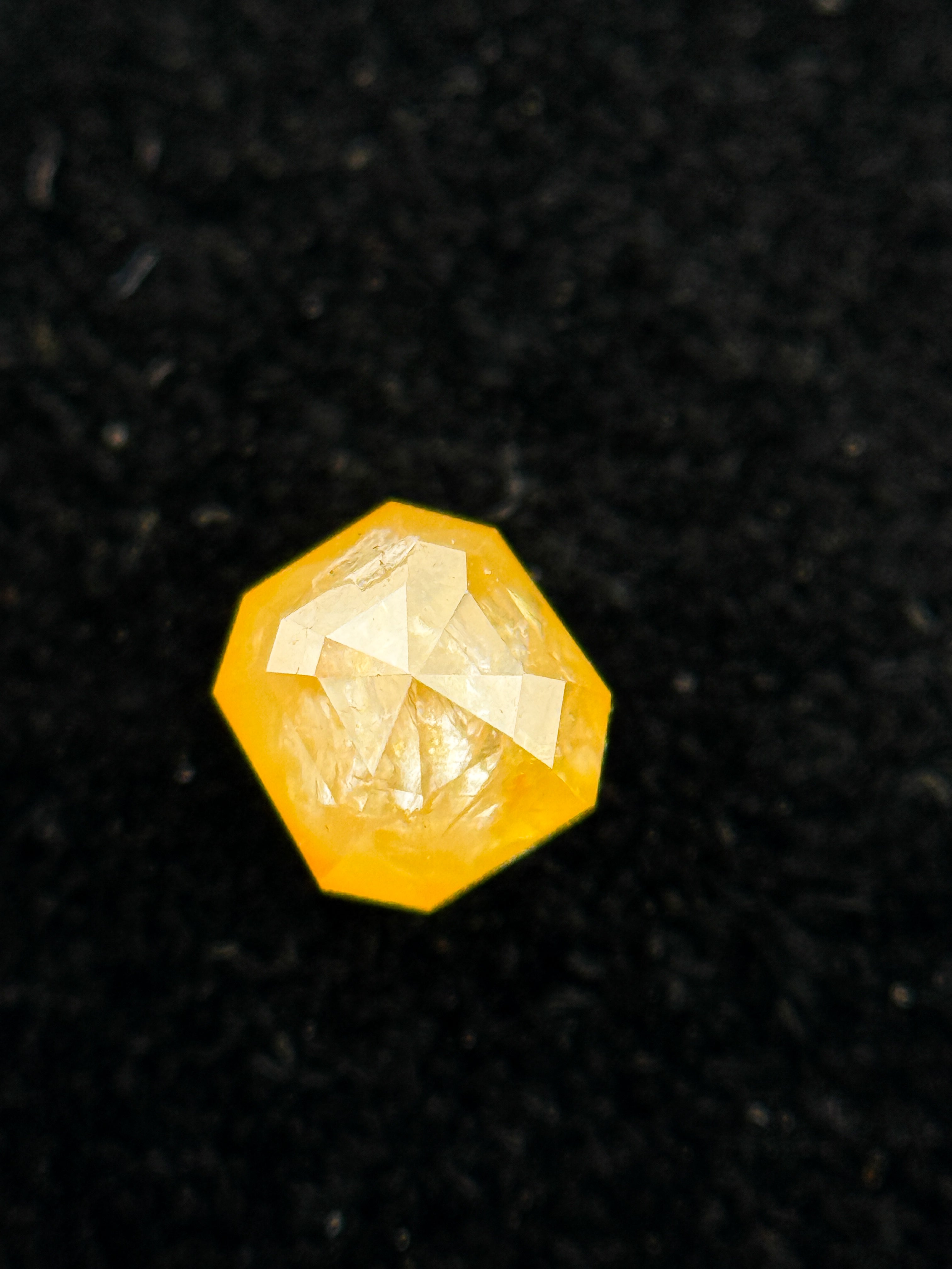 0.51 Ct Emerald Rose Cut Yellow Natural Salt and Pepper Diamond