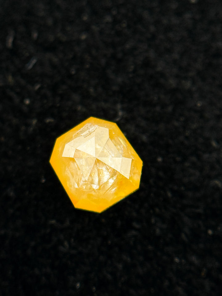 0.51 Ct Emerald Rose Cut Yellow Natural Salt and Pepper Diamond