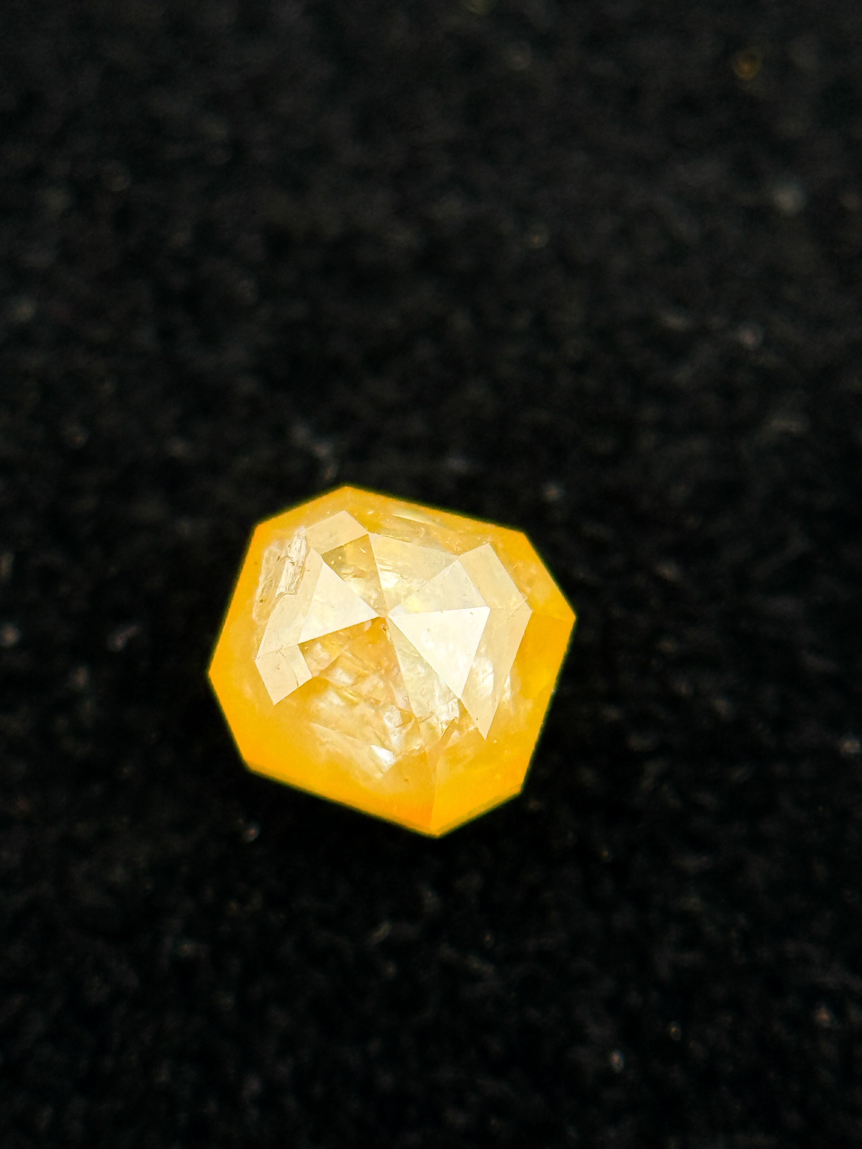 0.51 Ct Emerald Rose Cut Yellow Natural Salt and Pepper Diamond