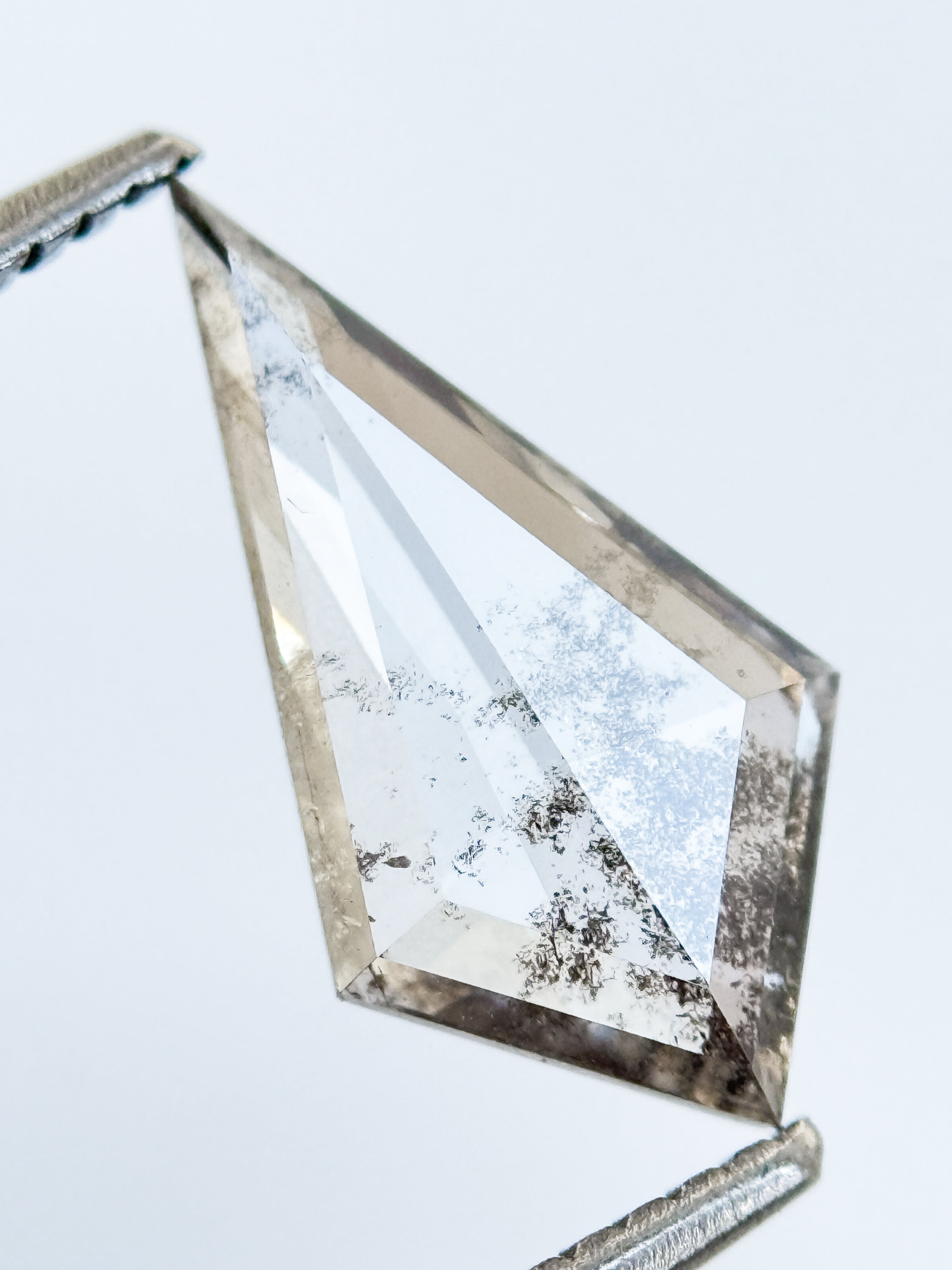 1.73 Ct Kite Rose Cut Grey Natural Salt and Pepper Diamond