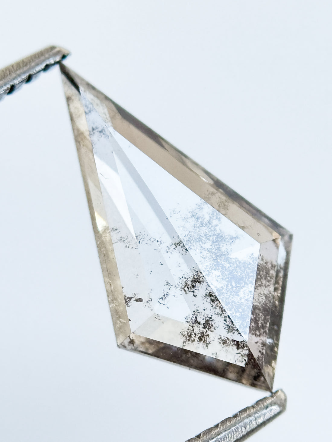 1.73 Ct Kite Rose Cut Grey Natural Salt and Pepper Diamond